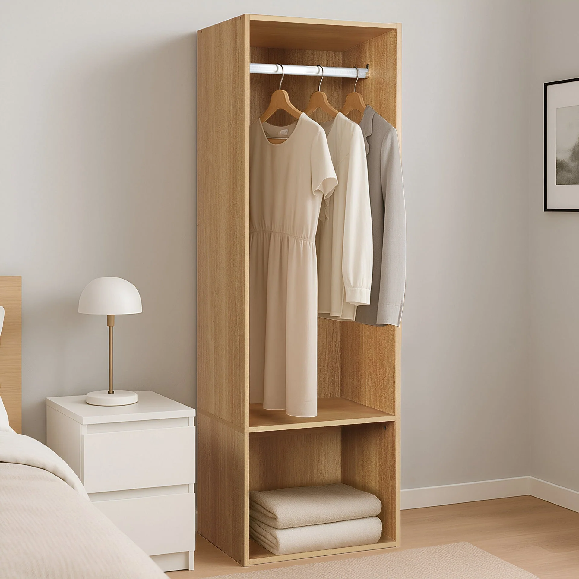 Payette Open Wardrobe - Oak - Image 4
