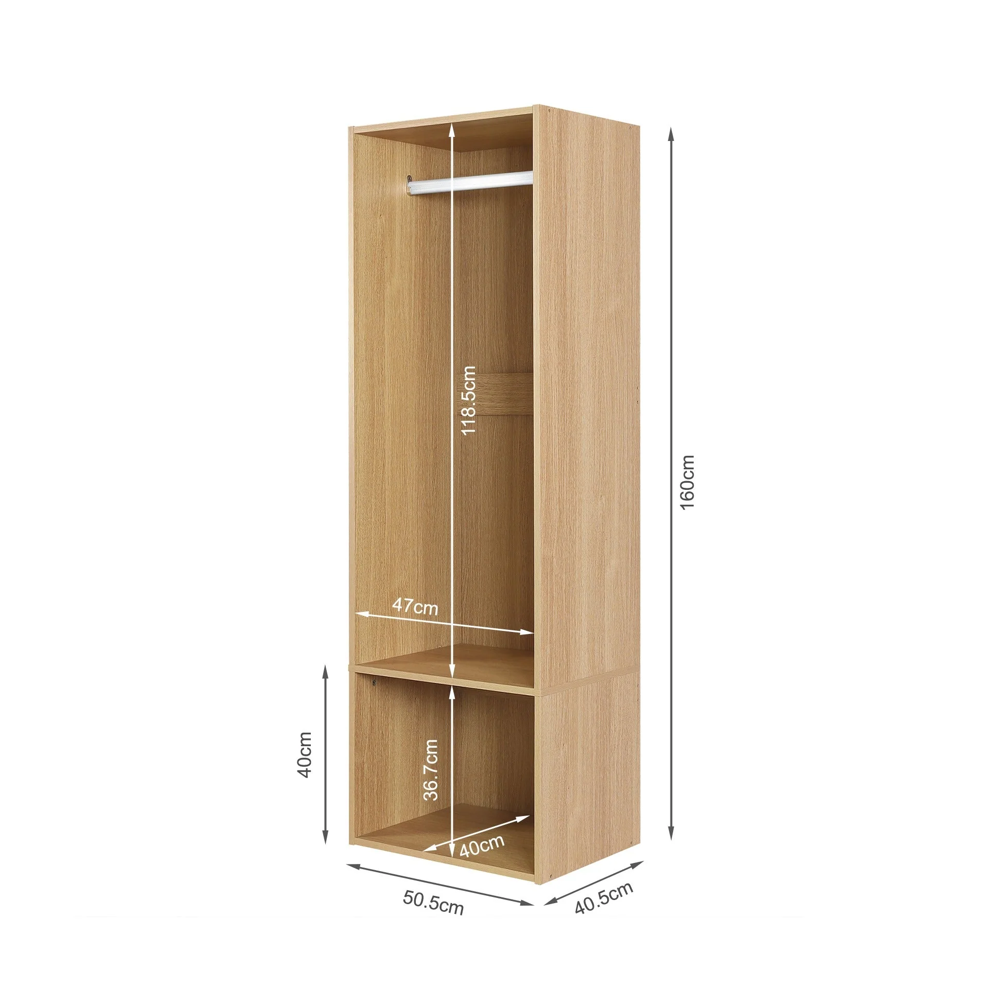Payette Open Wardrobe - Oak - Image 8