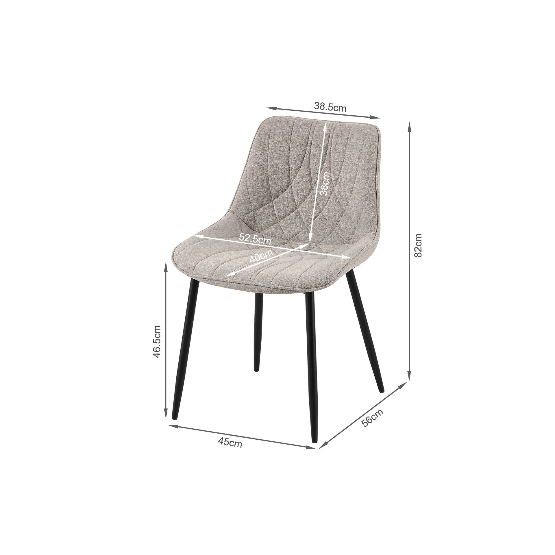 Payton Fabric Dining Chair - Set of 4 - Light Grey - Image 12