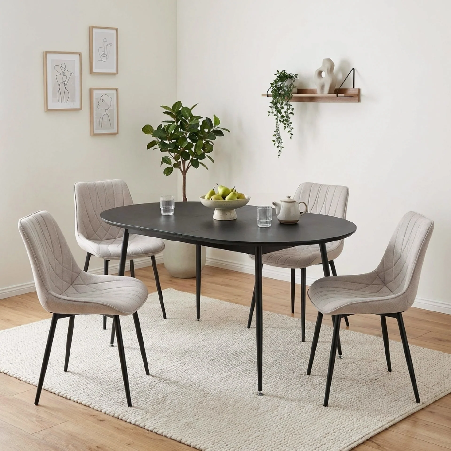 Payton Fabric Dining Chair - Set of 4 - Light Grey - Image 3