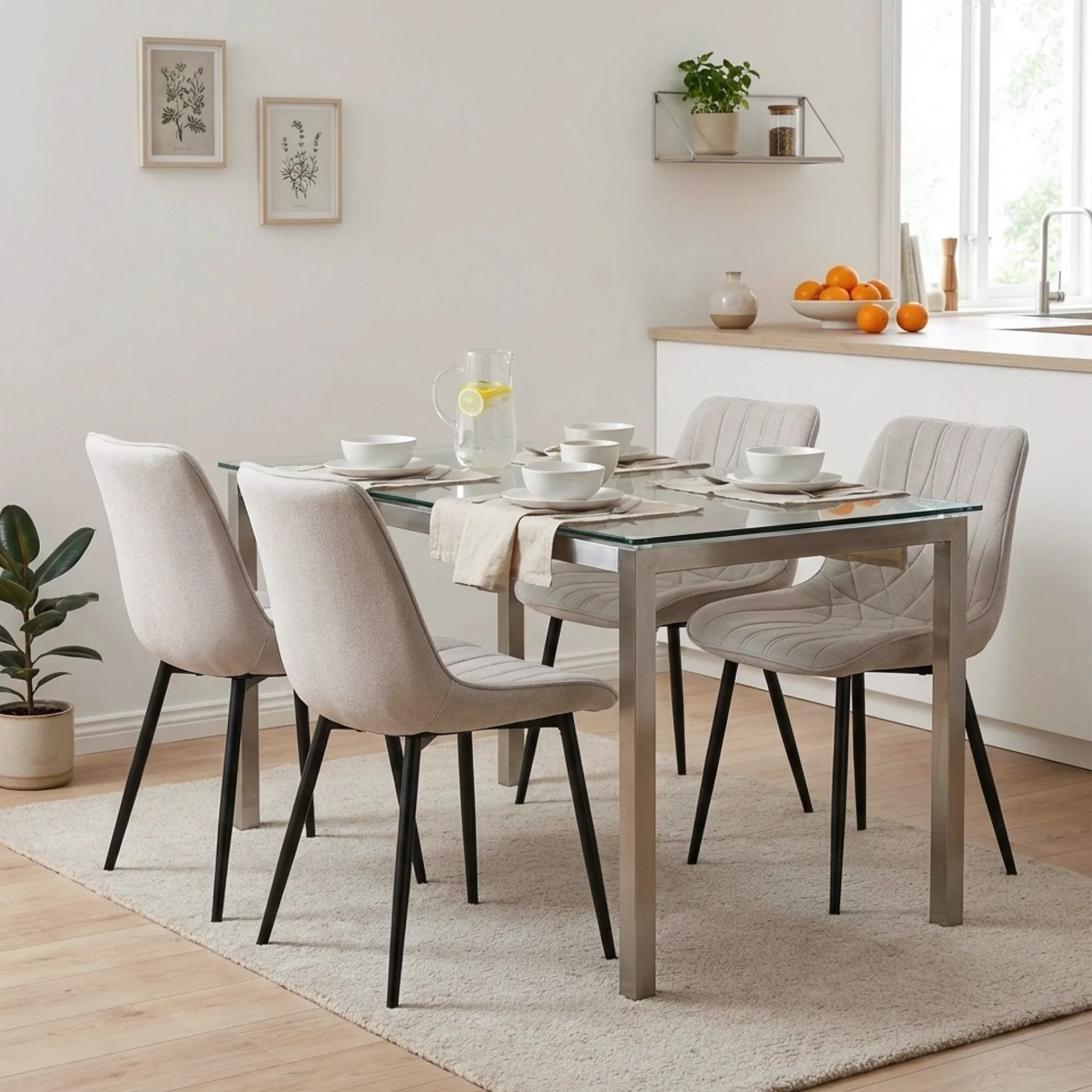 Payton Fabric Dining Chair - Set of 4 - Light Grey - Image 4