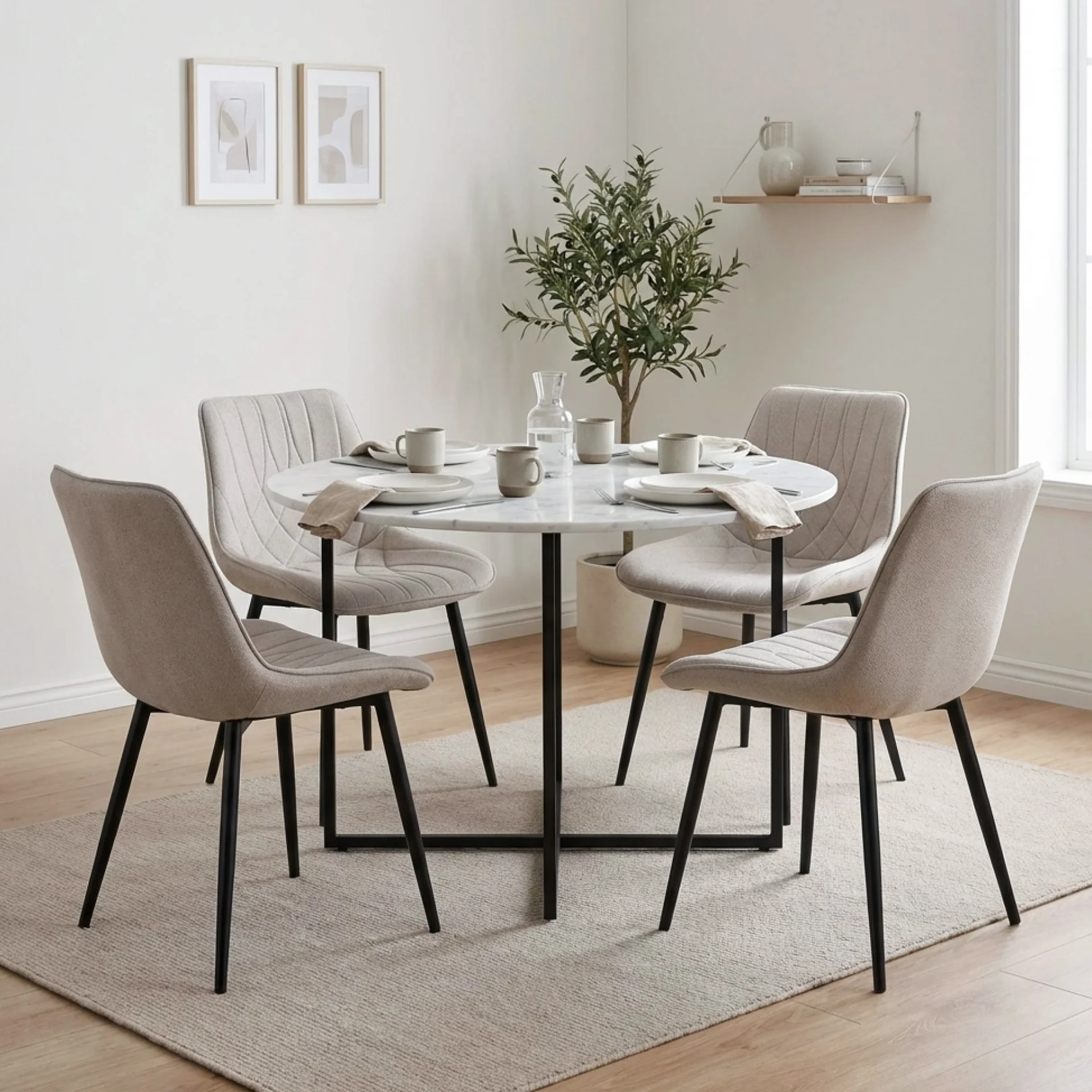 Payton Fabric Dining Chair - Set of 4 - Light Grey - Image 5