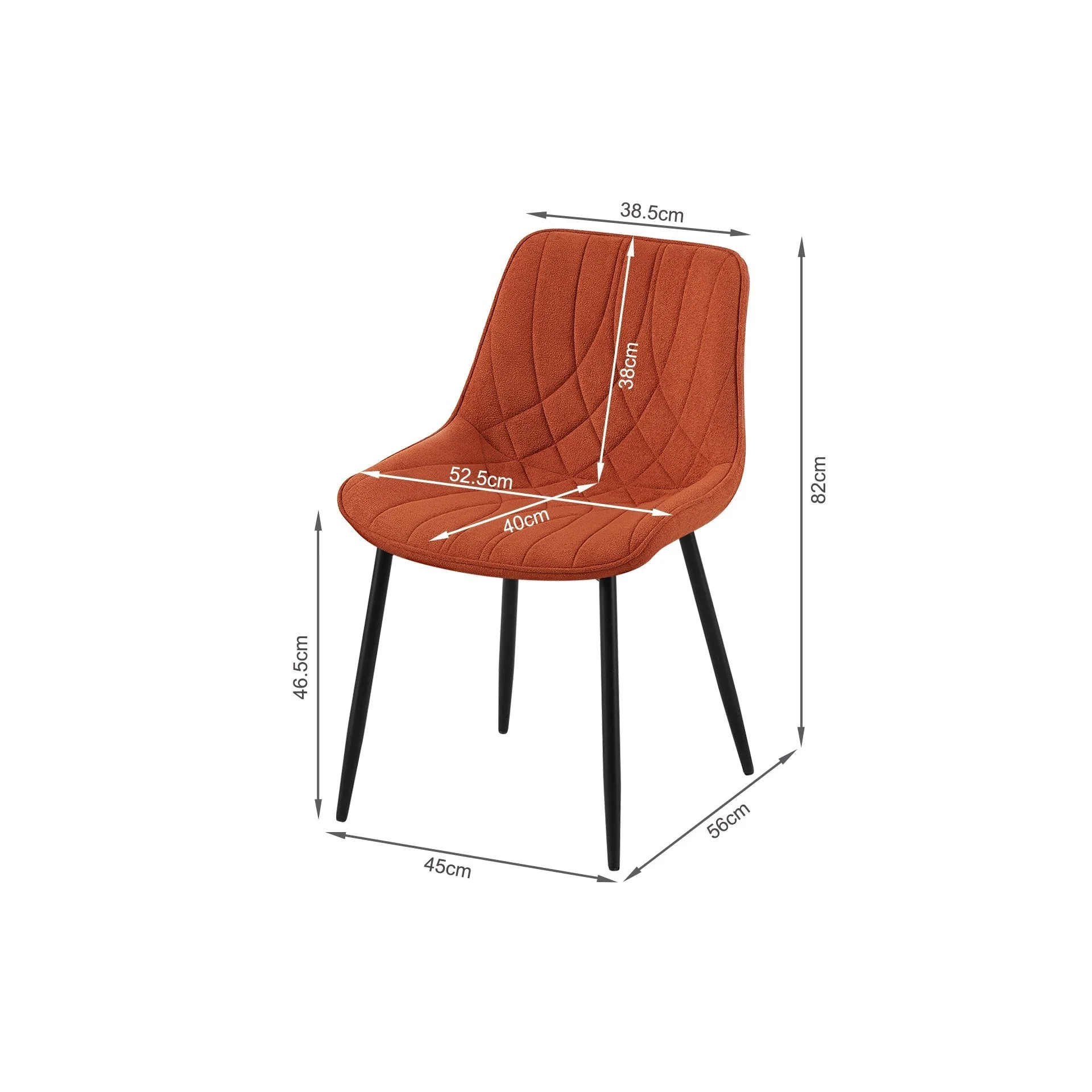 Payton Fabric Dining Chair - Set of 4 - Orange - Image 10