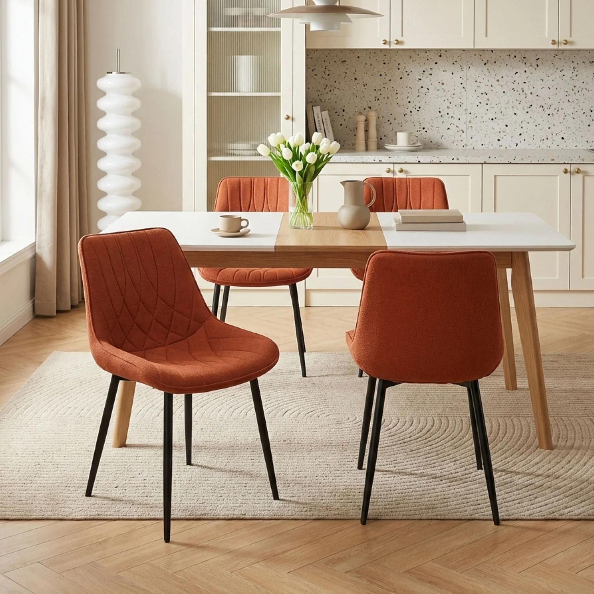 Payton Fabric Dining Chair - Set of 4 - Orange - Image 3