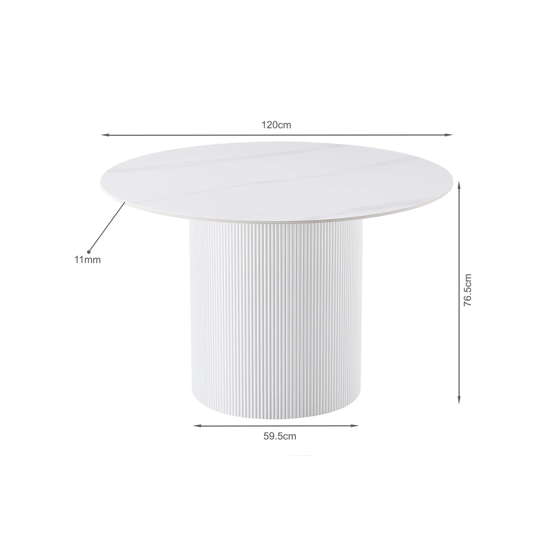 Pearl Round Ceramic Dining Table 120 x 76cm- White - Image 8