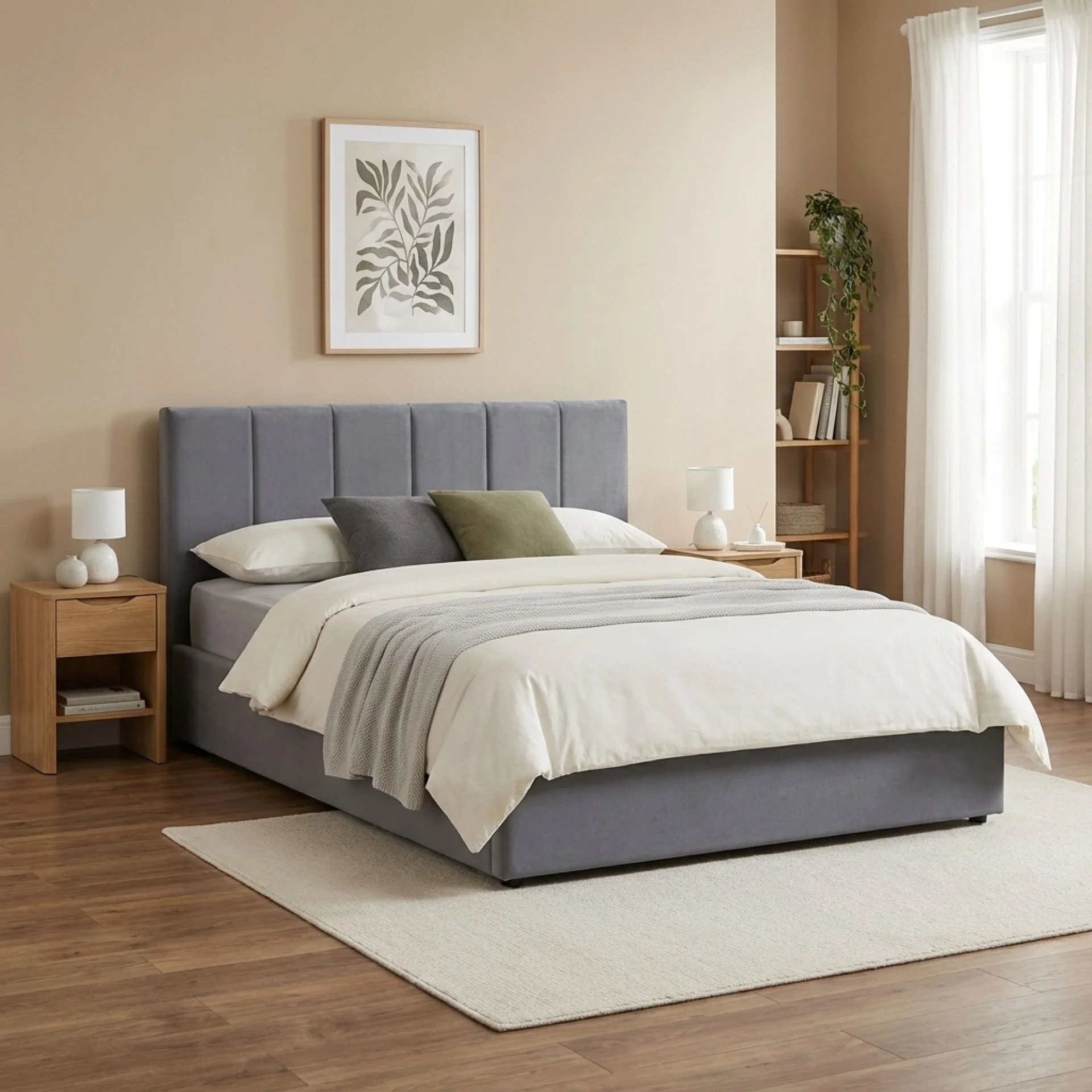 Penelope Double Gas Lift Velvet Bed Frame - Grey - Image 3