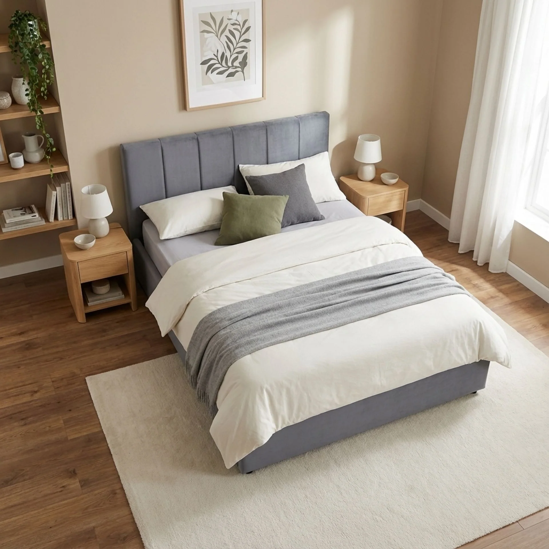 Penelope Double Gas Lift Velvet Bed Frame - Grey - Image 5