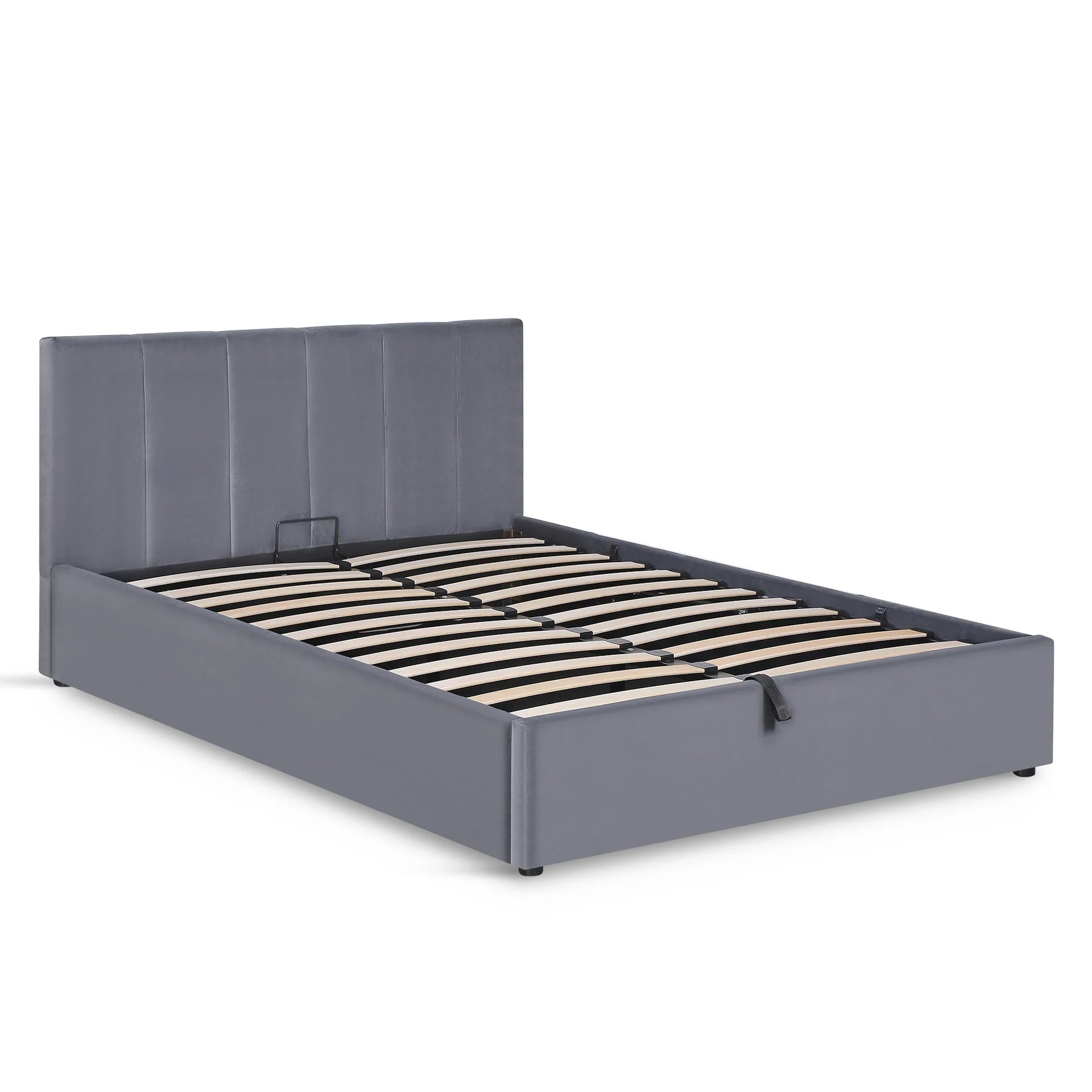 Penelope Double Gas Lift Velvet Bed Frame - Grey - Image 6