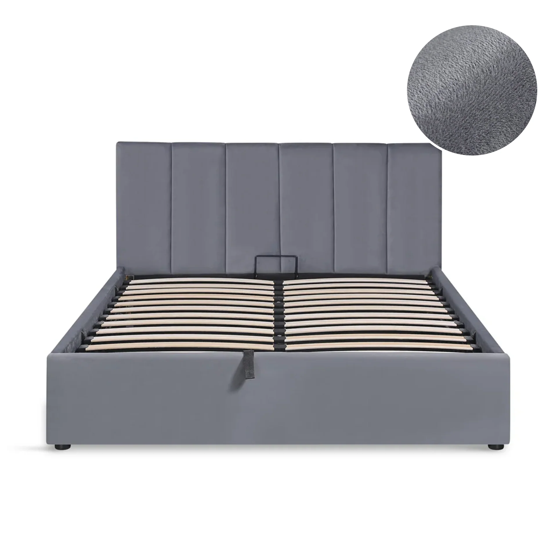 Penelope Double Gas Lift Velvet Bed Frame - Grey - Image 7
