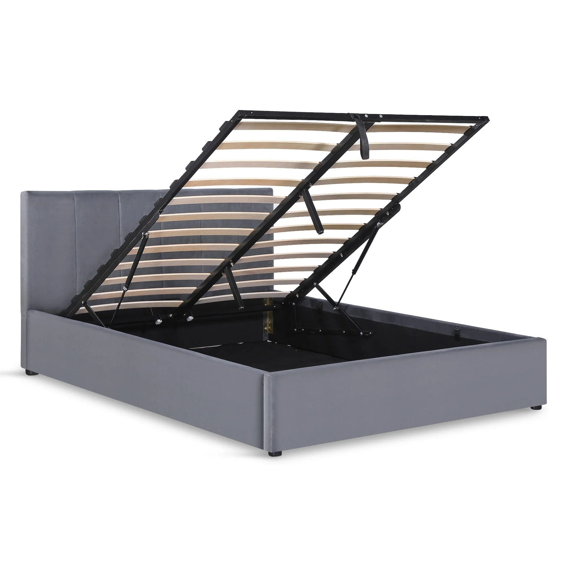 Penelope Double Gas Lift Velvet Bed Frame - Grey - Image 8
