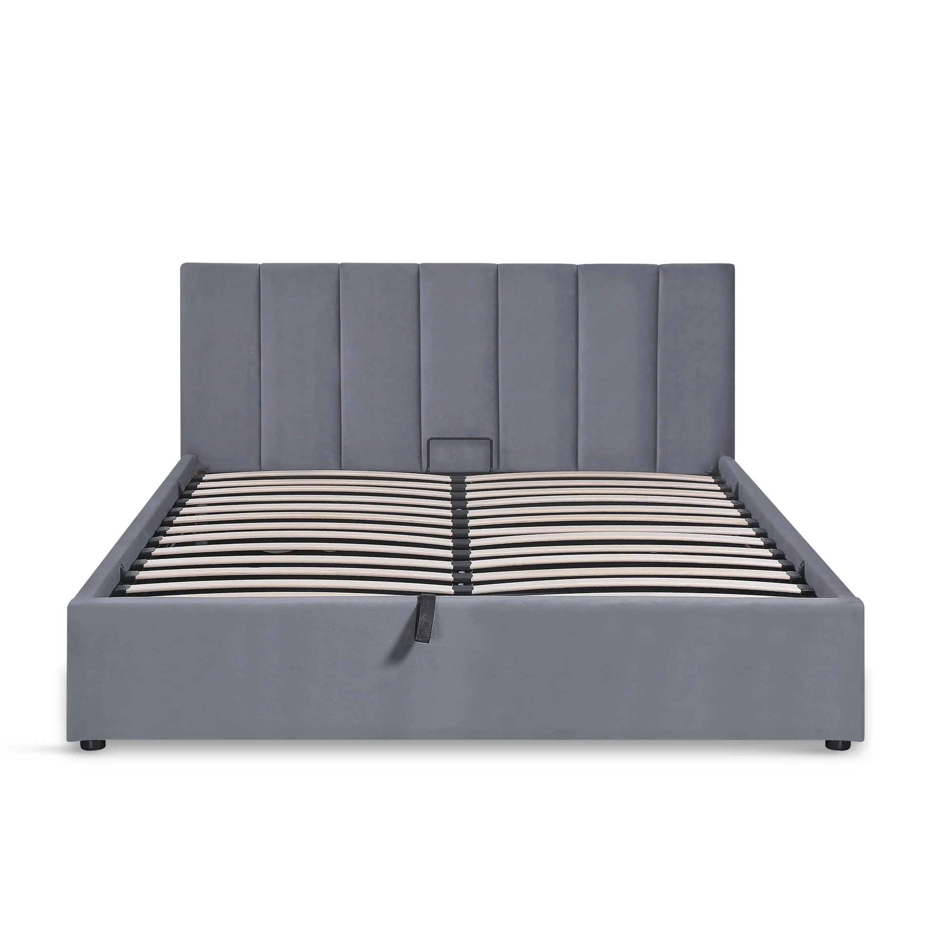 Penelope Queen Gas Lift Velvet Bed Frame - Grey - Image 6
