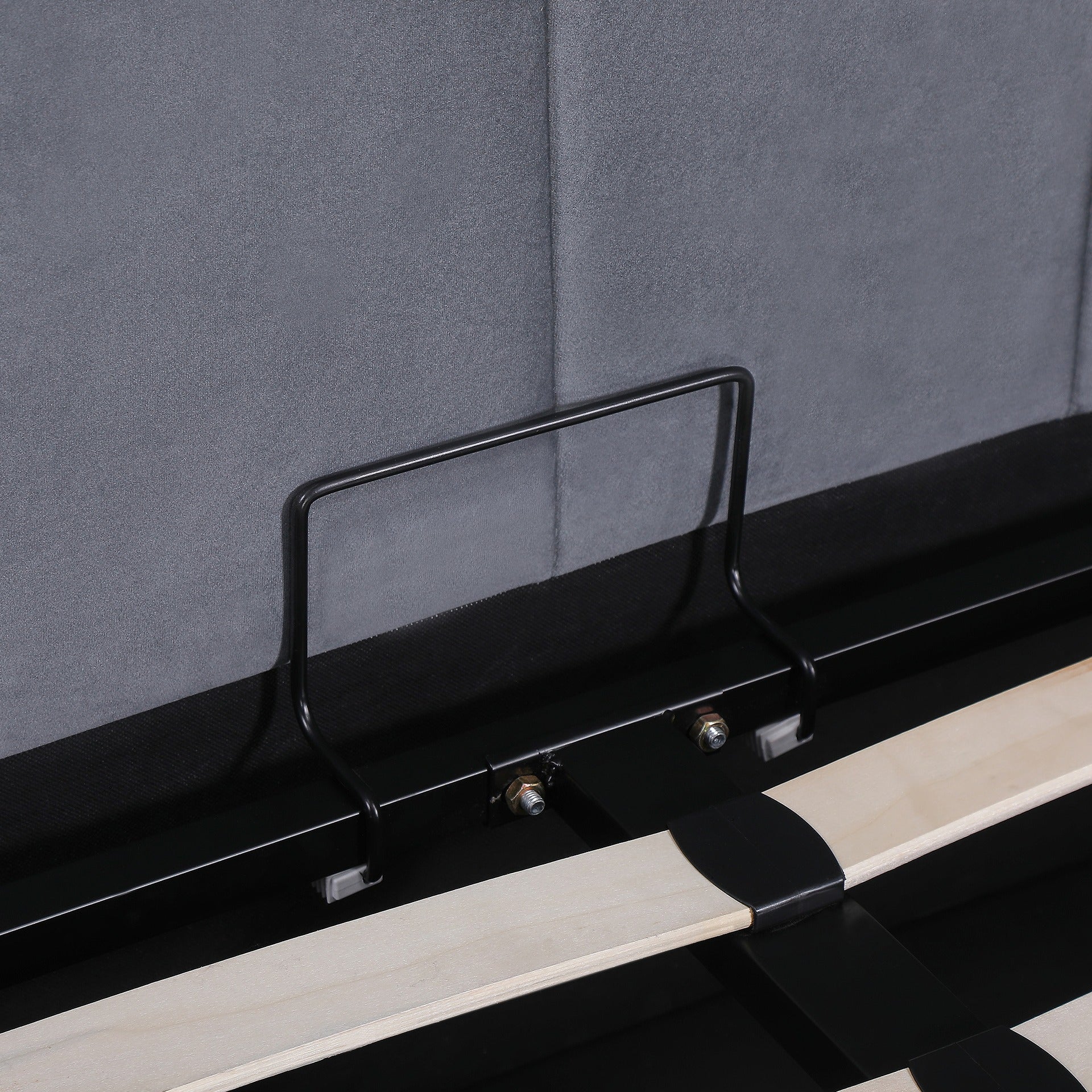 Penelope Queen Gas Lift Velvet Bed Frame - Grey - Image 9