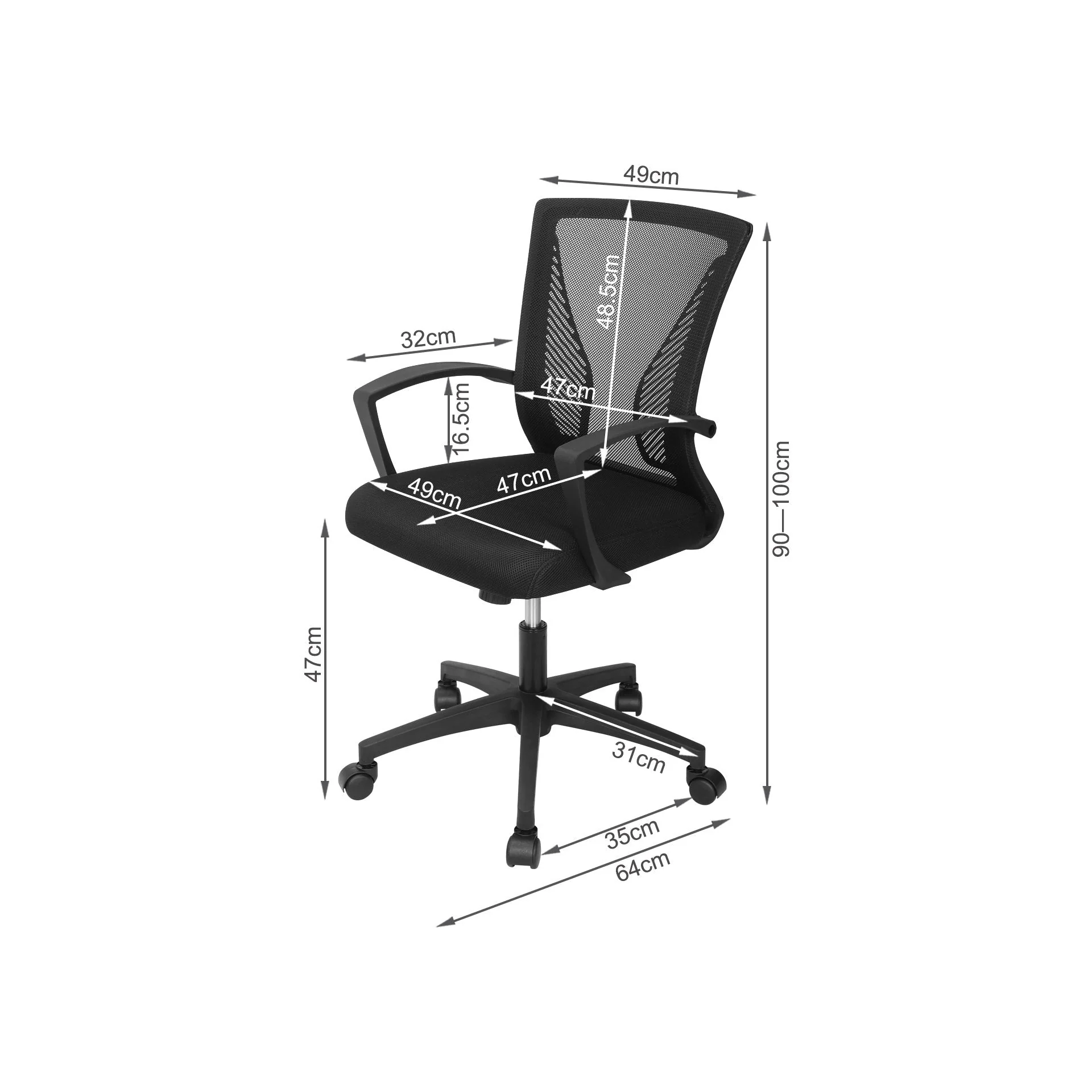 Perry Office Chair - Black - Image 17