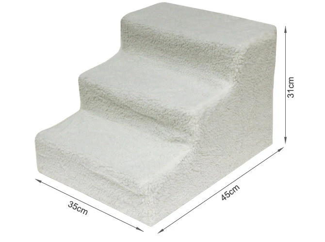 Pet Stairs Soft Plush Steps Ladder - CREAM - Image 5