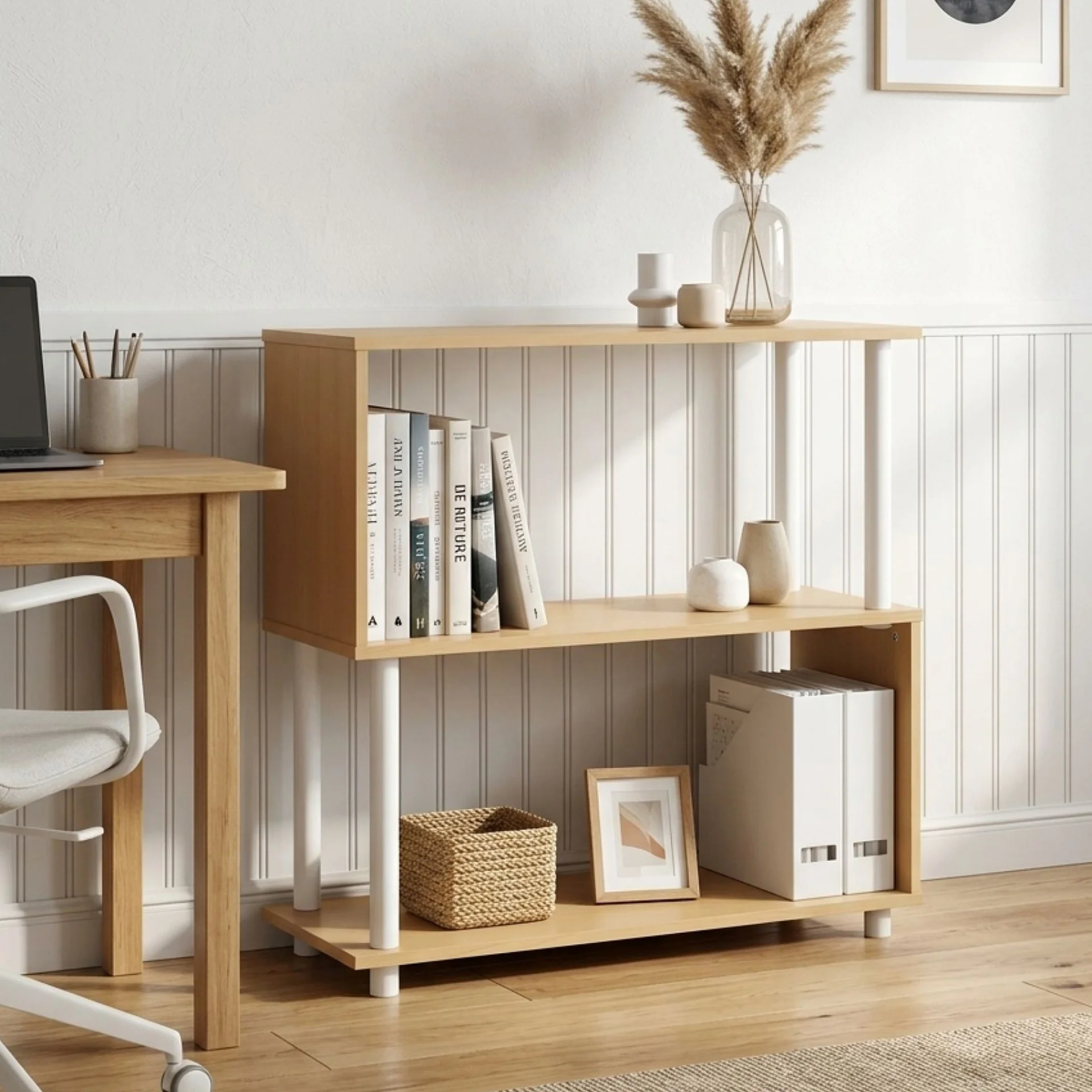 Petone 3 Tier Flexi Storage Rack - Maple + White