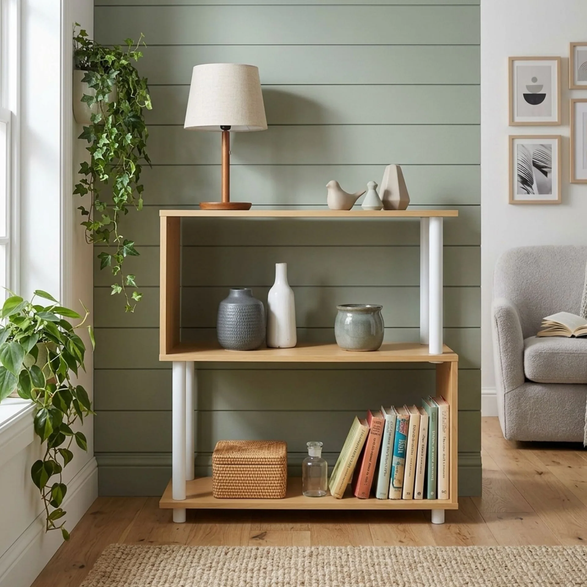 Petone 3 Tier Flexi Storage Rack - Maple + White - Image 2