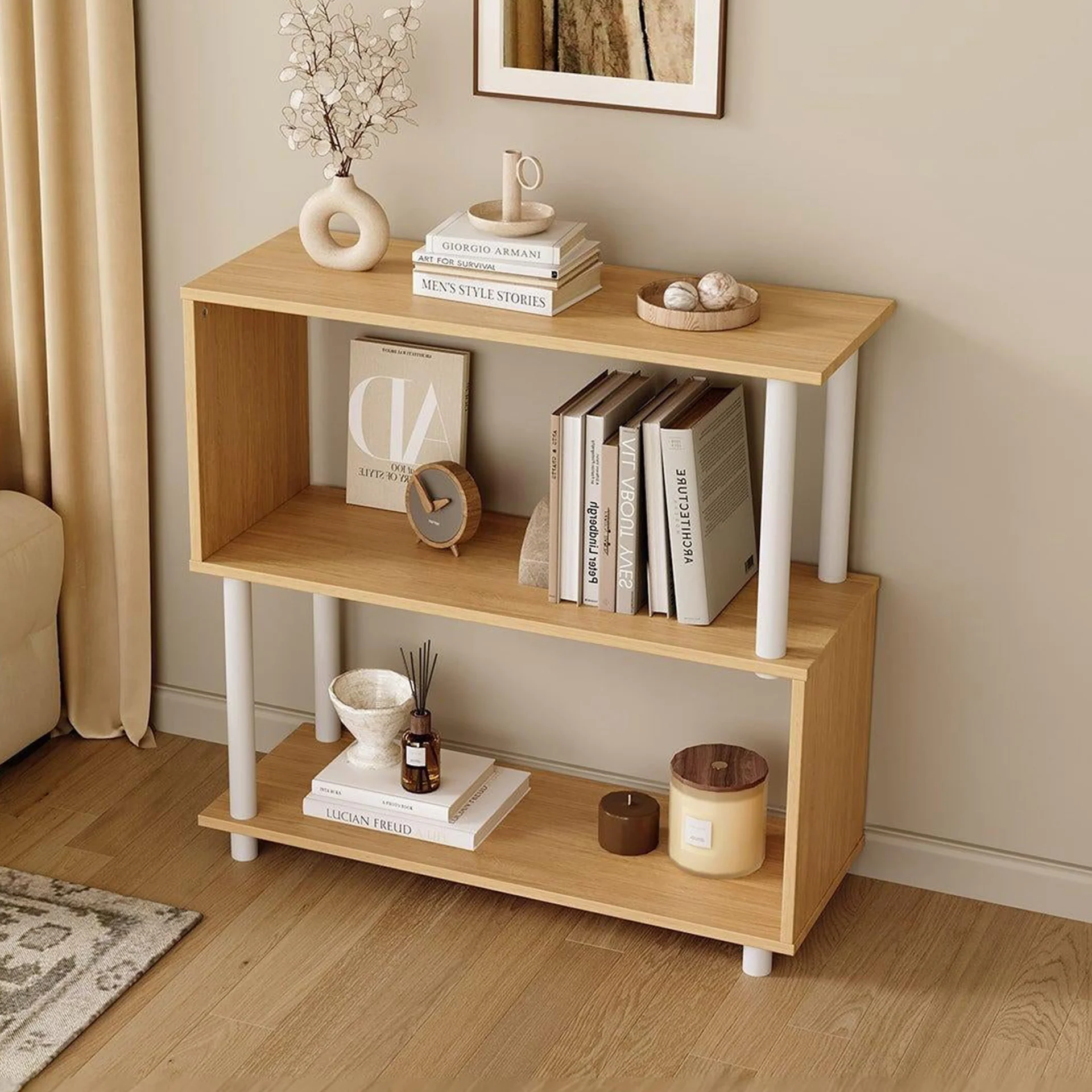 Petone 3 Tier Flexi Storage Rack - Maple + White - Image 5