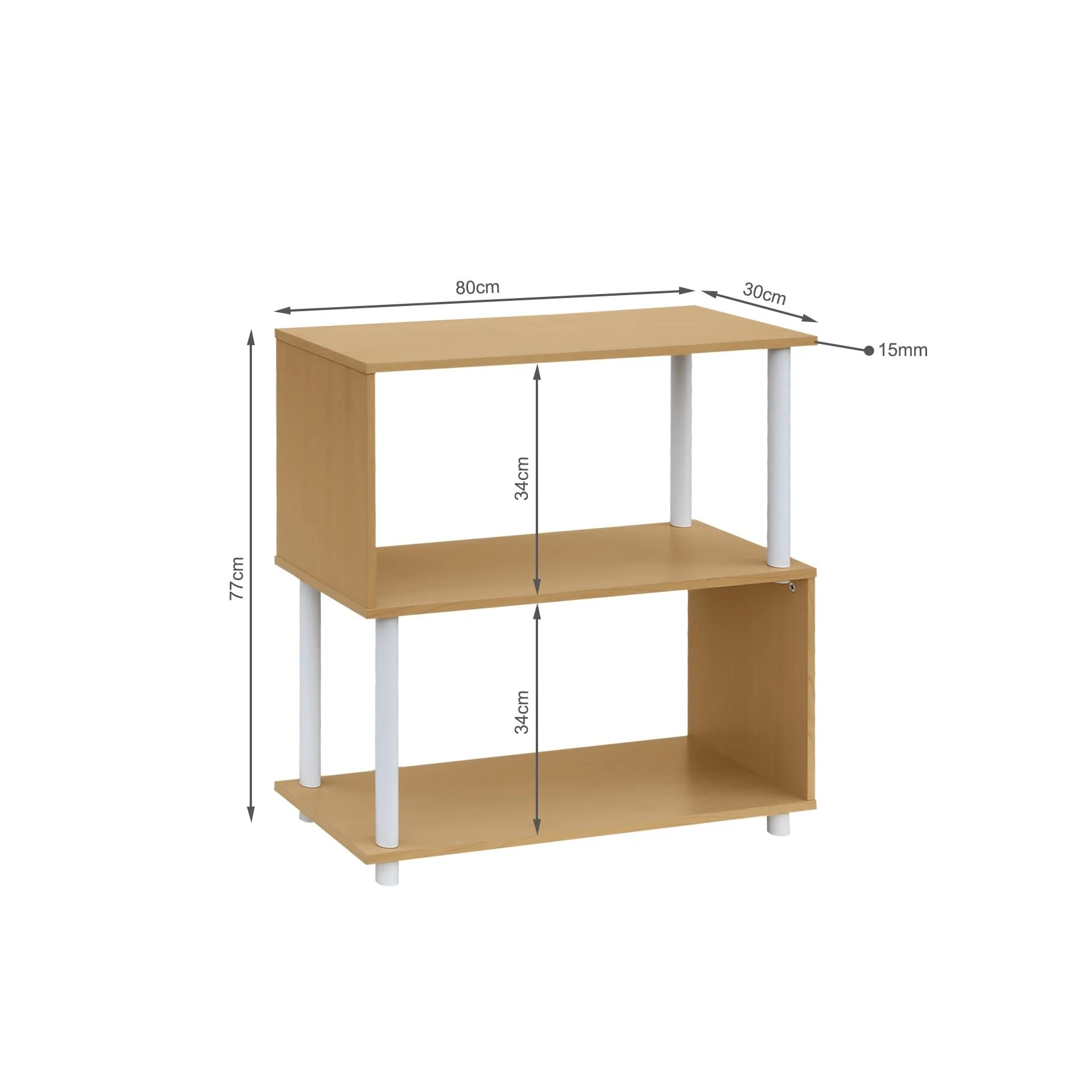 Petone 3 Tier Flexi Storage Rack - Maple + White - Image 9