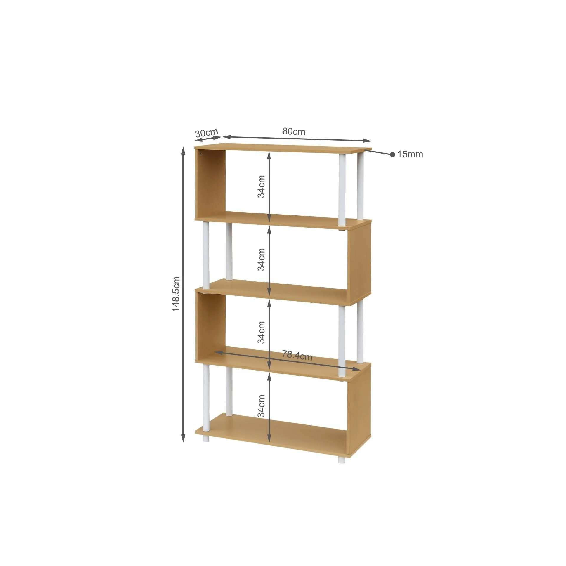 Petone 5 Tier Flexi Storage Rack - Maple + White - Image 9