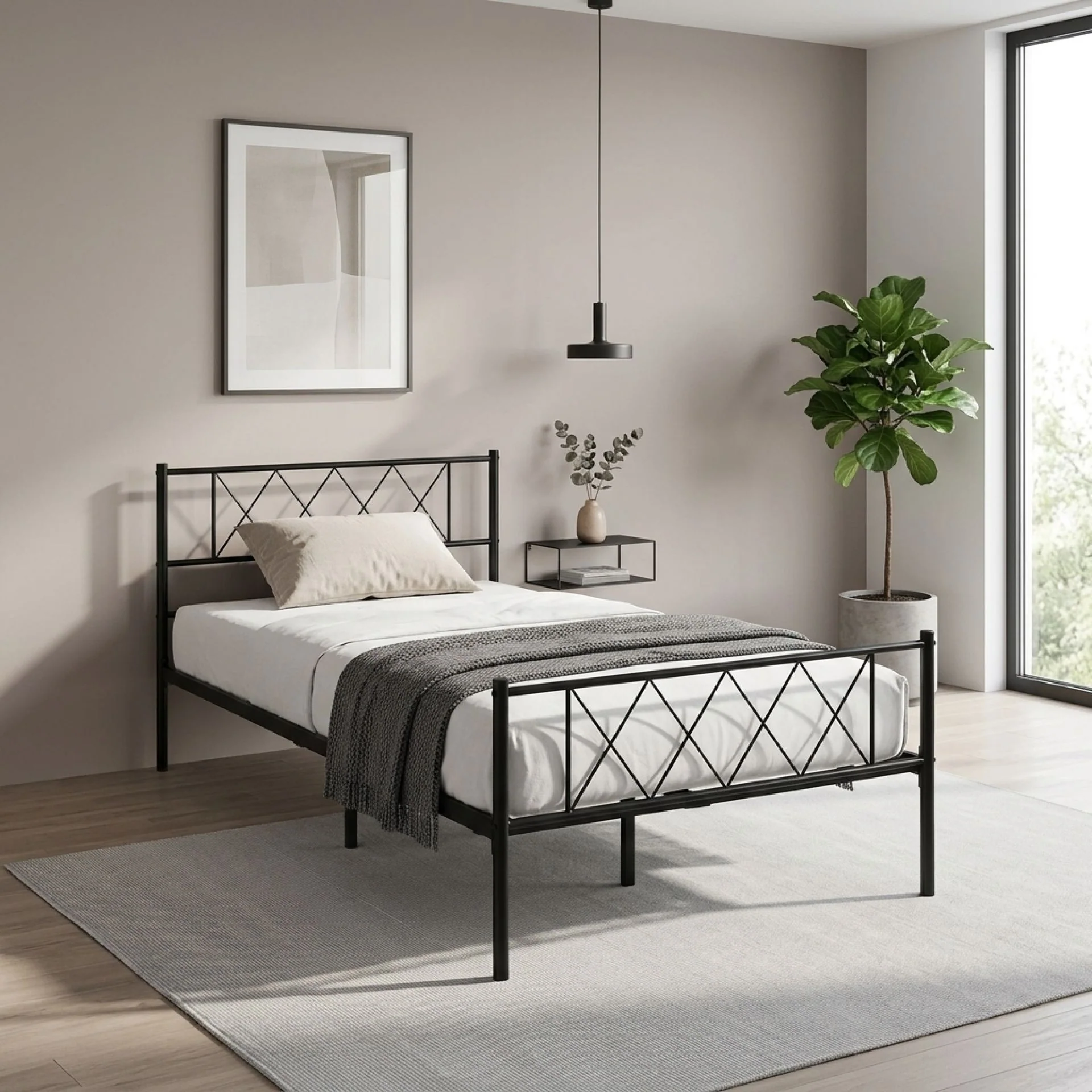 Picton King Single Metal Bed Frame - Black - Image 2