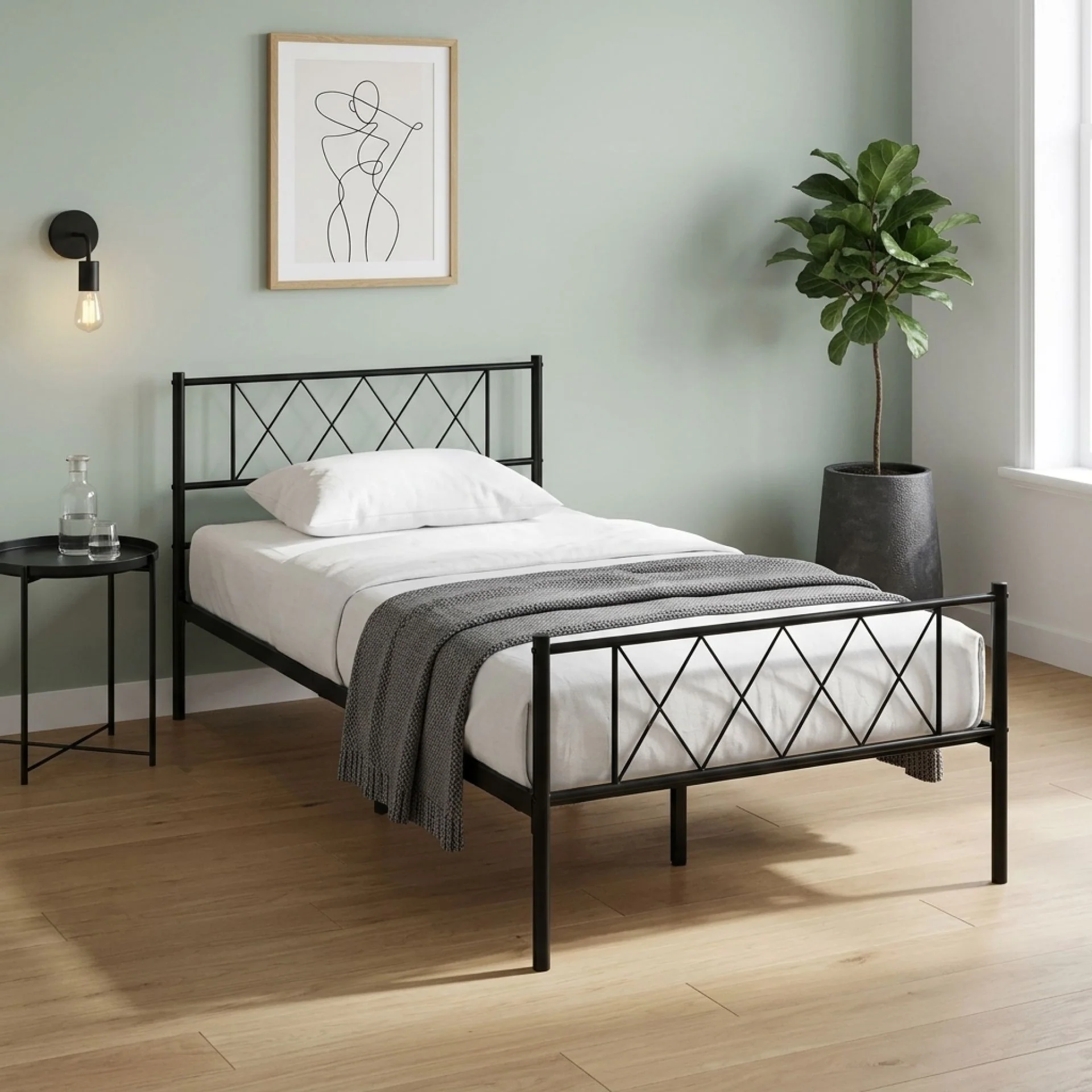 Picton King Single Metal Bed Frame - Black - Image 4