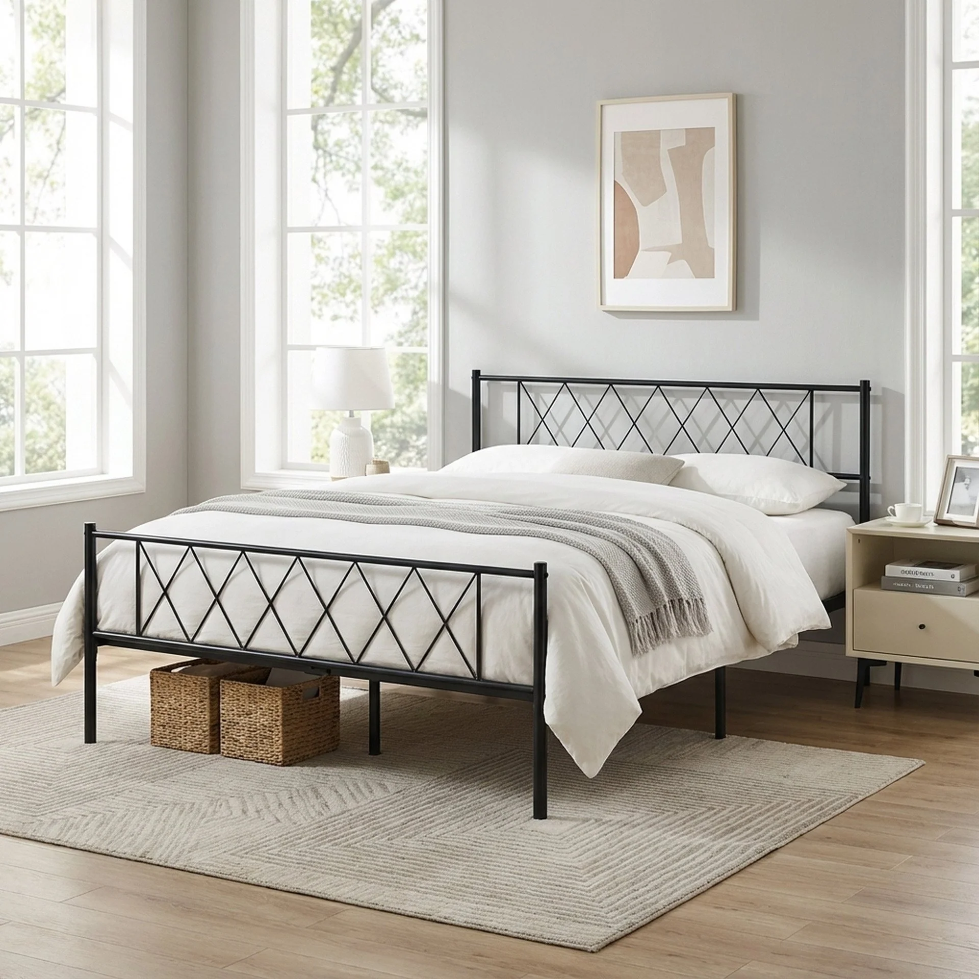 Picton Queen Metal Bed Frame - Black