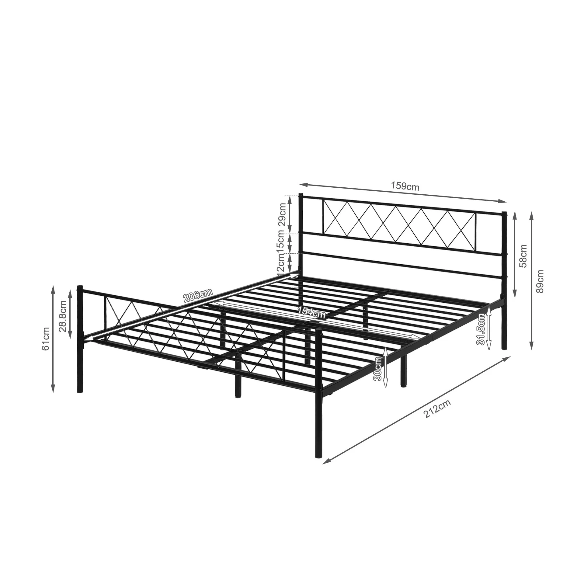 Picton Queen Metal Bed Frame - Black - Image 13