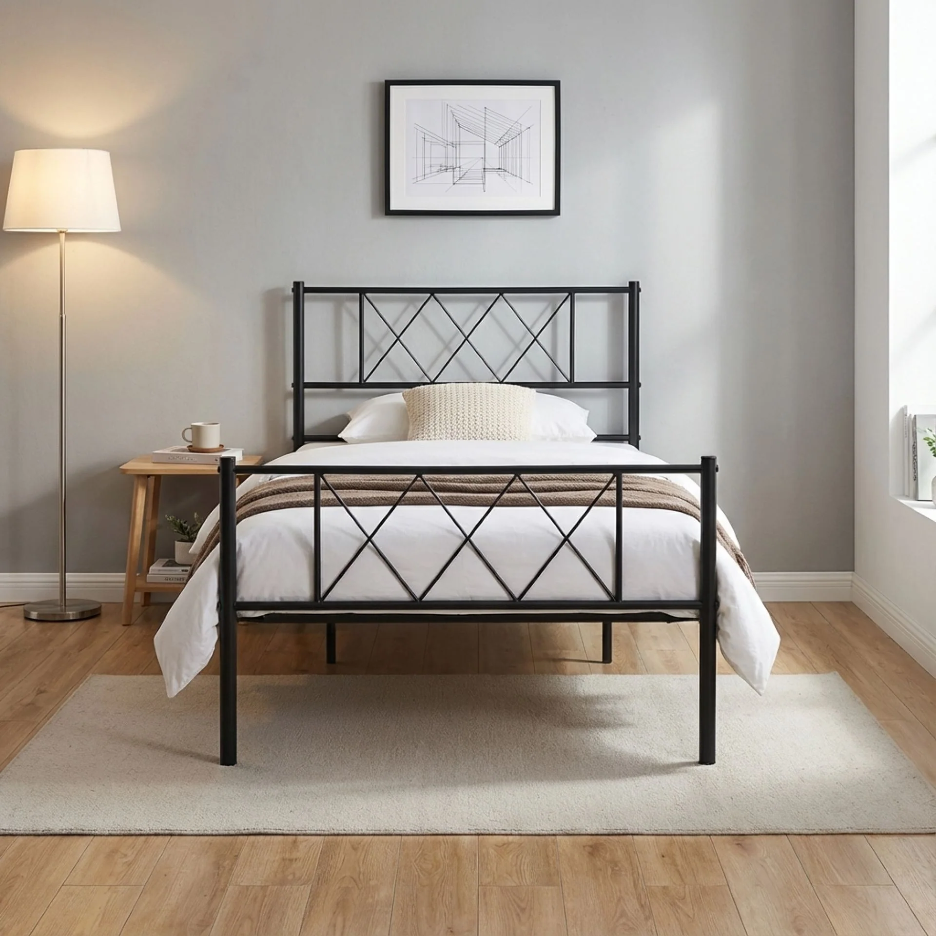 Picton Single Metal Bed Frame - Black - Image 2