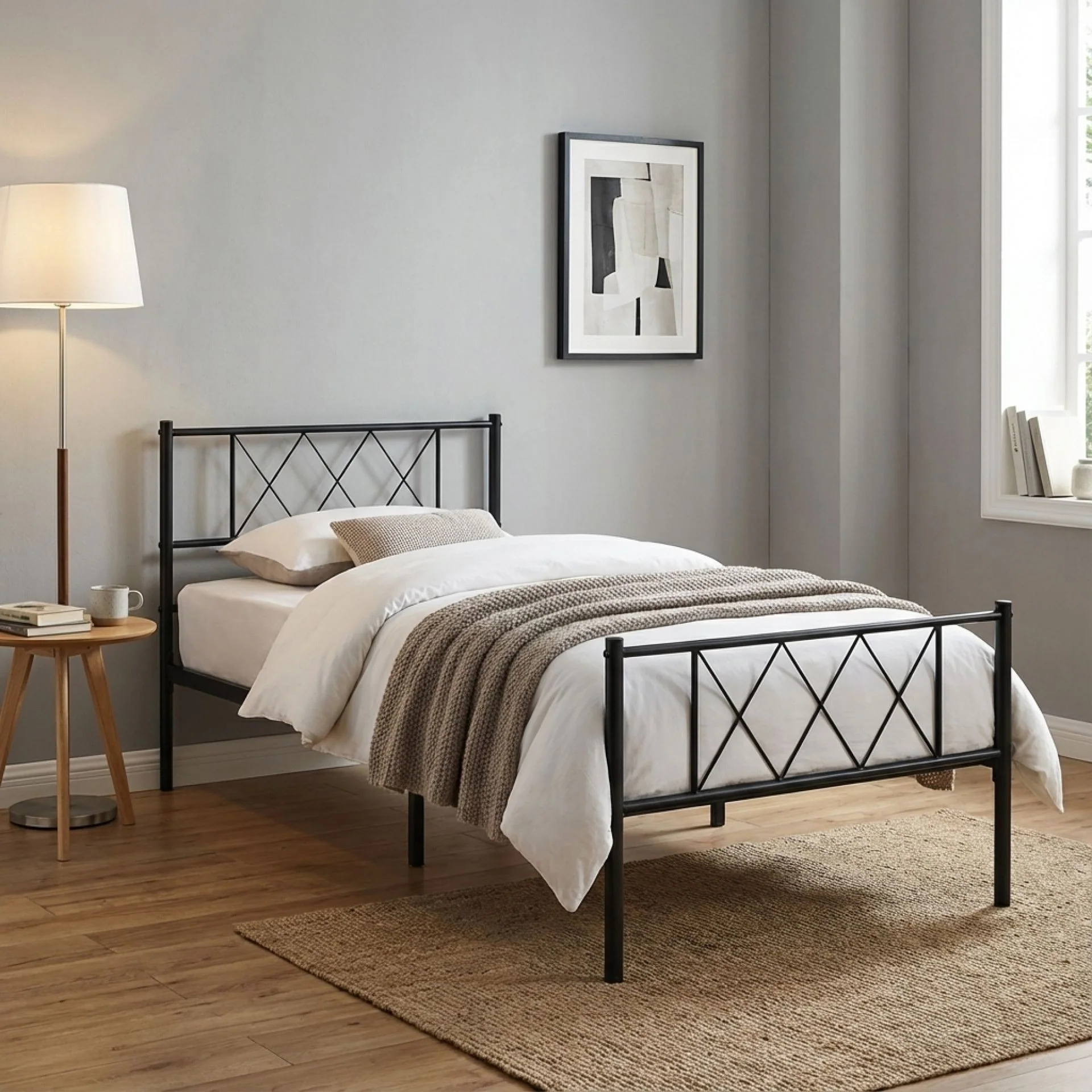 Picton Single Metal Bed Frame - Black - Image 3