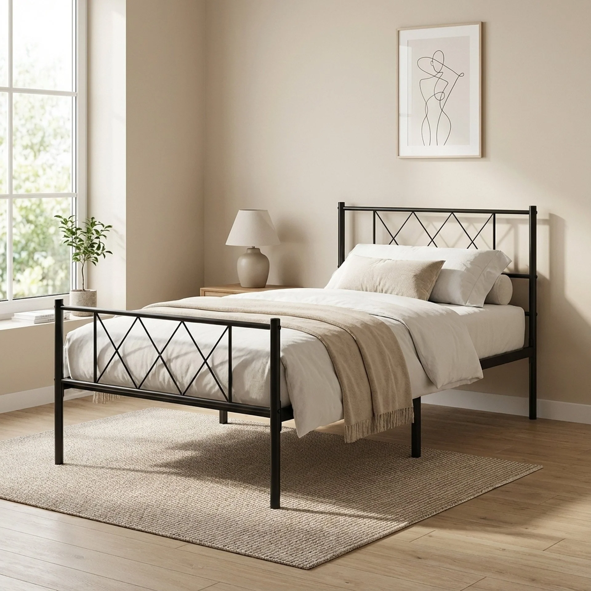Picton Single Metal Bed Frame - Black - Image 4