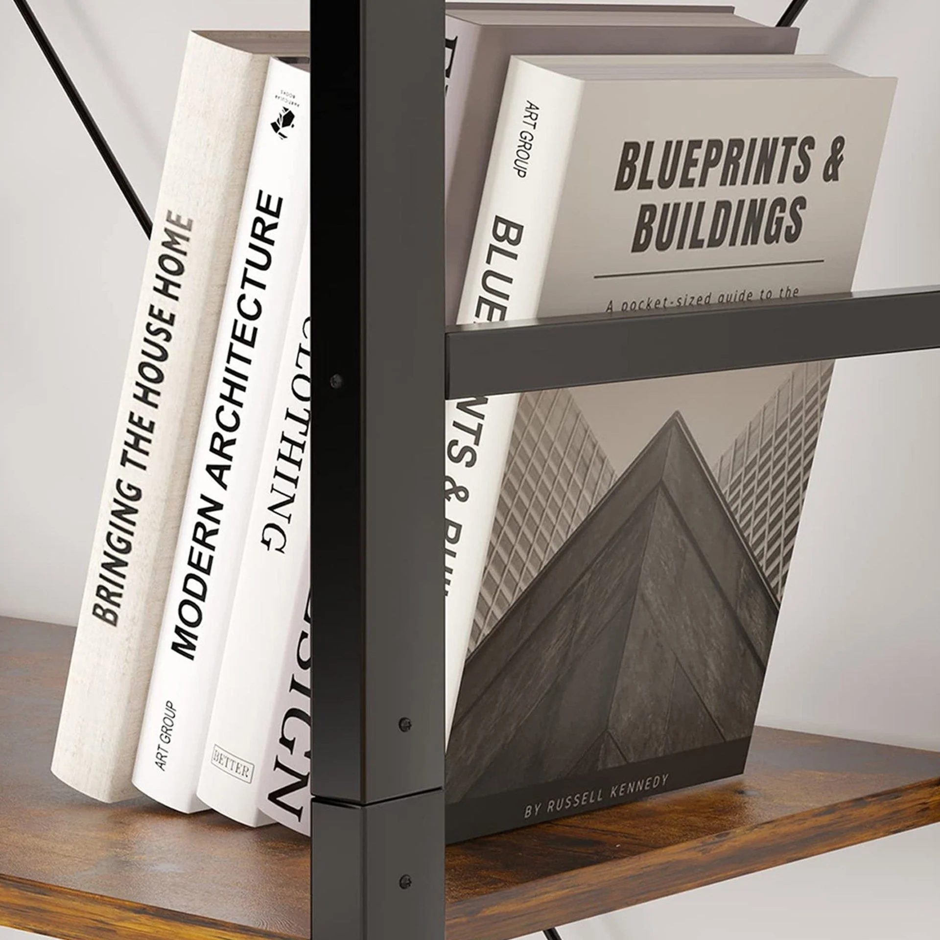 Poroti 4 Tier Bookshelf Storage Shelf - Rustic Brown - Image 8