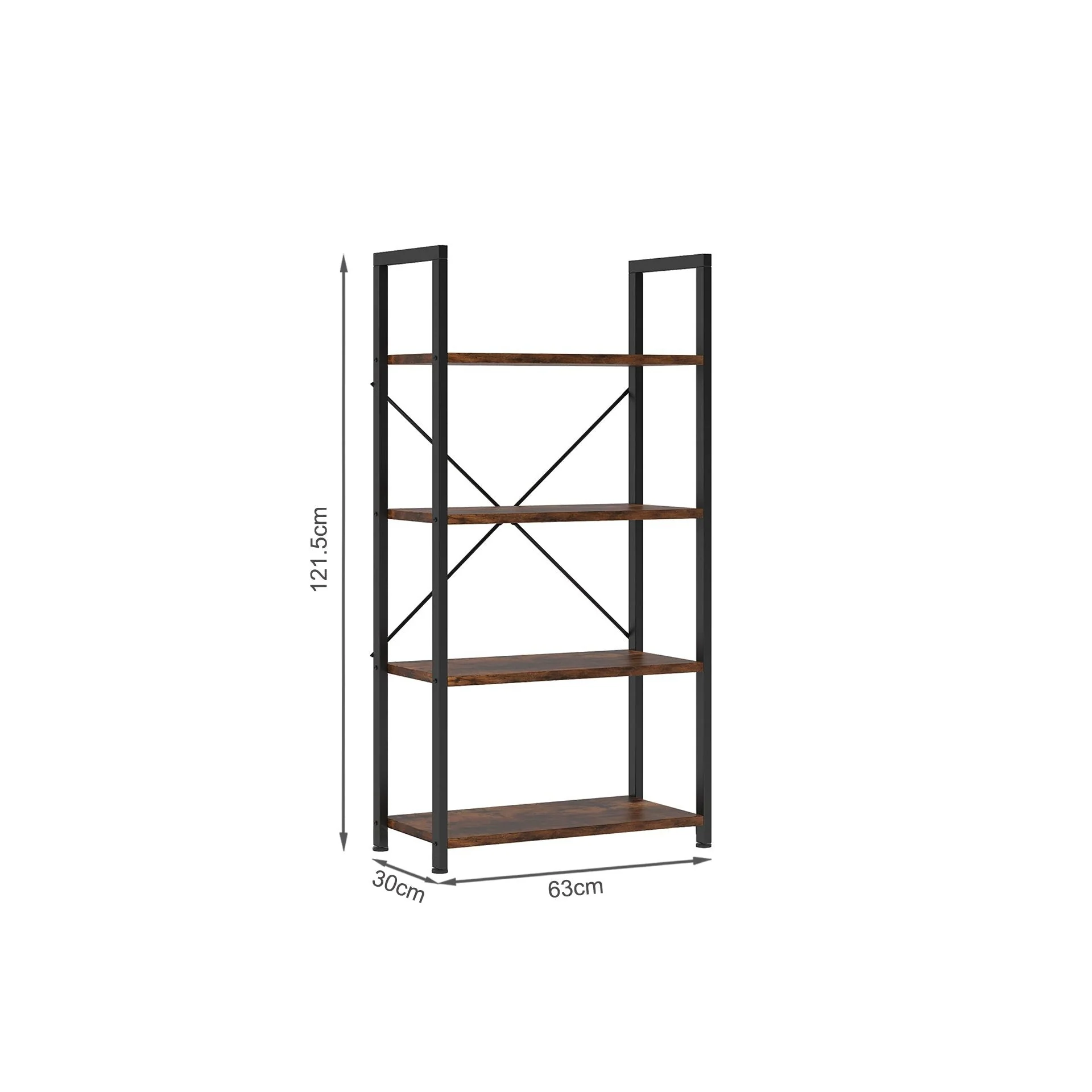 Poroti 4 Tier Bookshelf Storage Shelf - Rustic Brown - Image 9