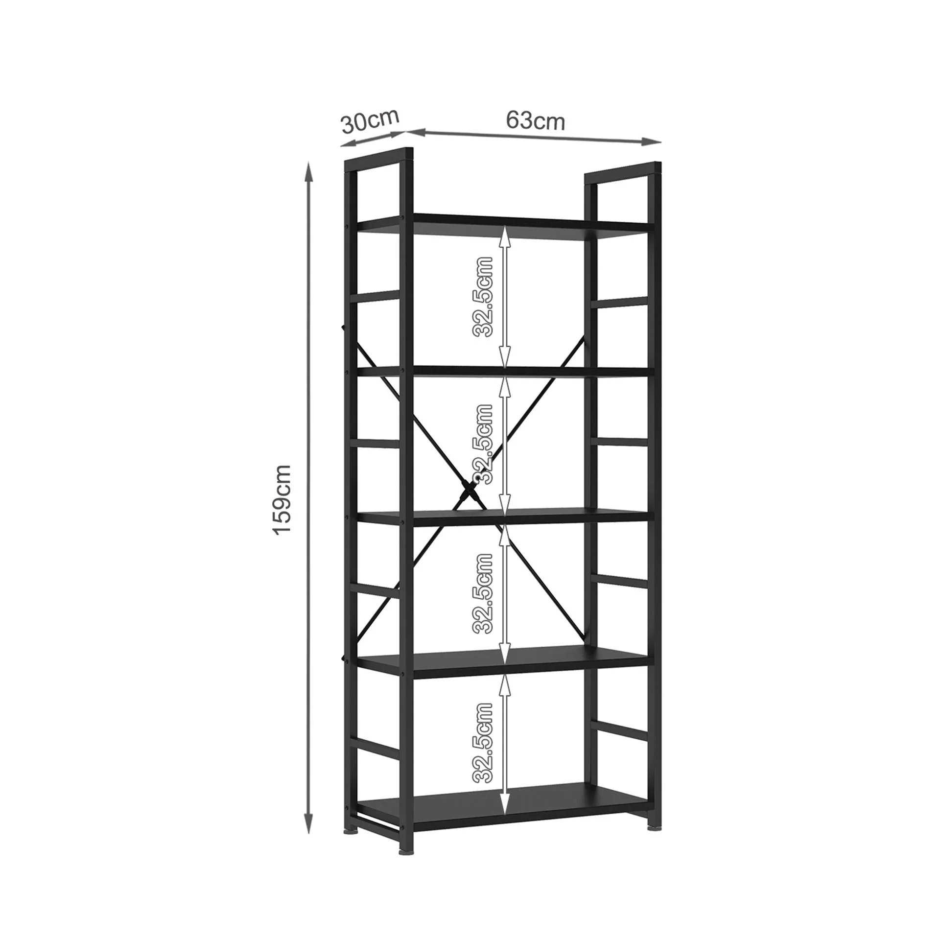 Poroti 5 Tier Bookshelf Storage Shelf - Black - Image 7