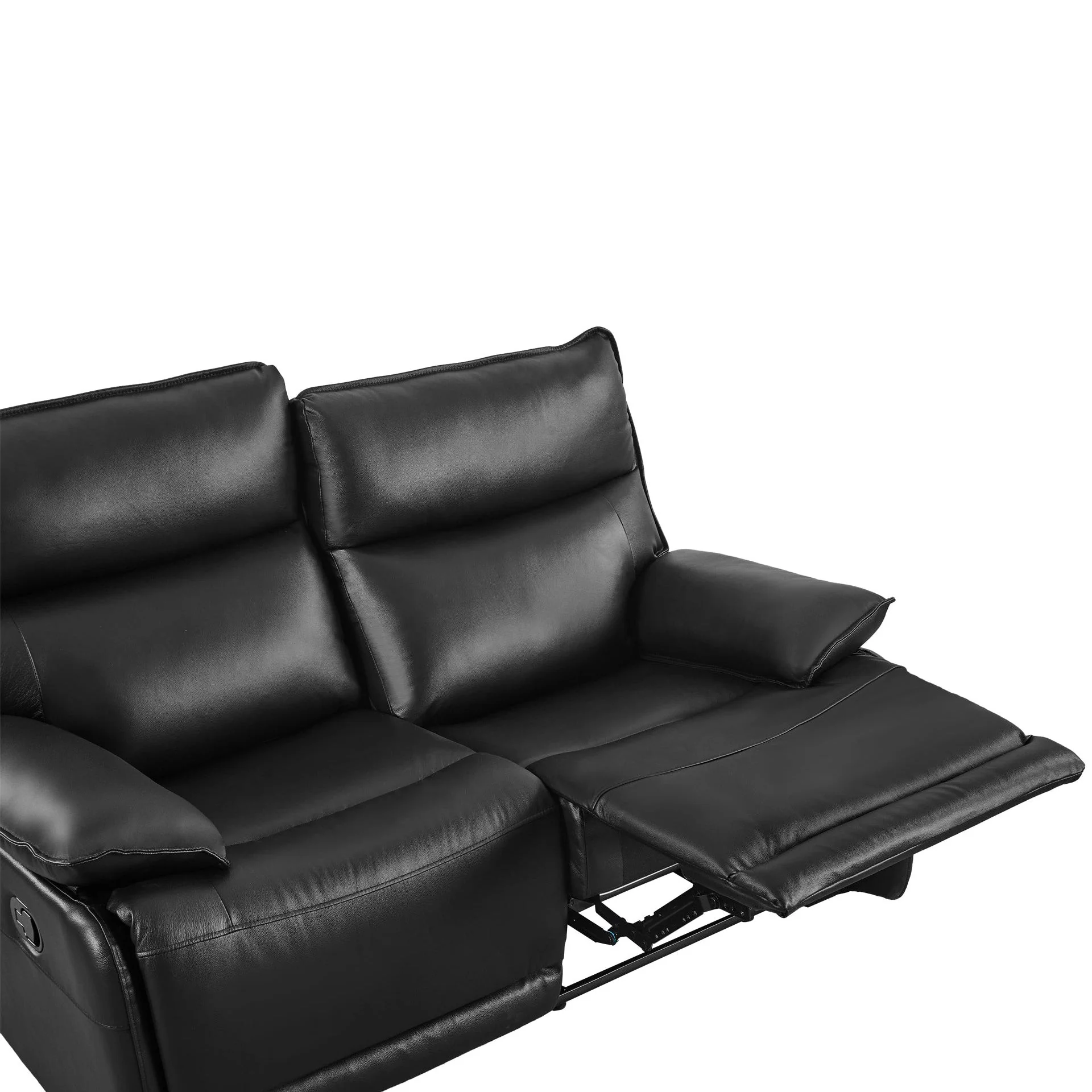 Poroti Manual Full Leather 2 Seater Recliner Sofa - Black - Image 7