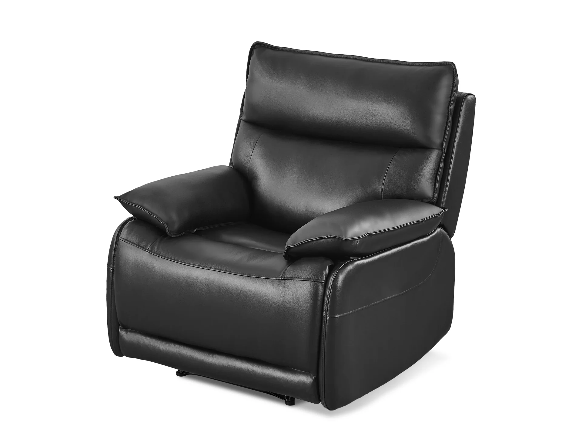 Poroti Manual Full Leather Recliner Chair - Black - Image 5