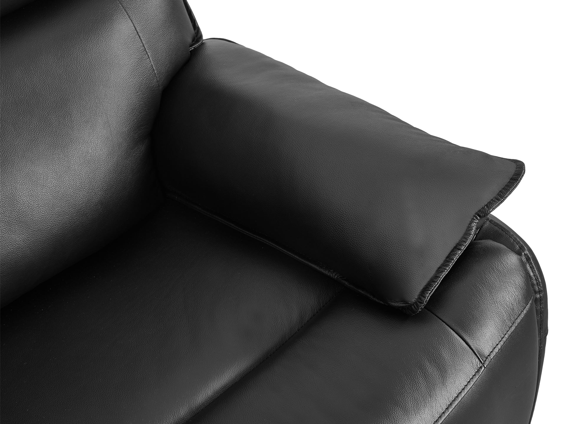 Poroti Manual Full Leather Recliner Chair - Black - Image 9