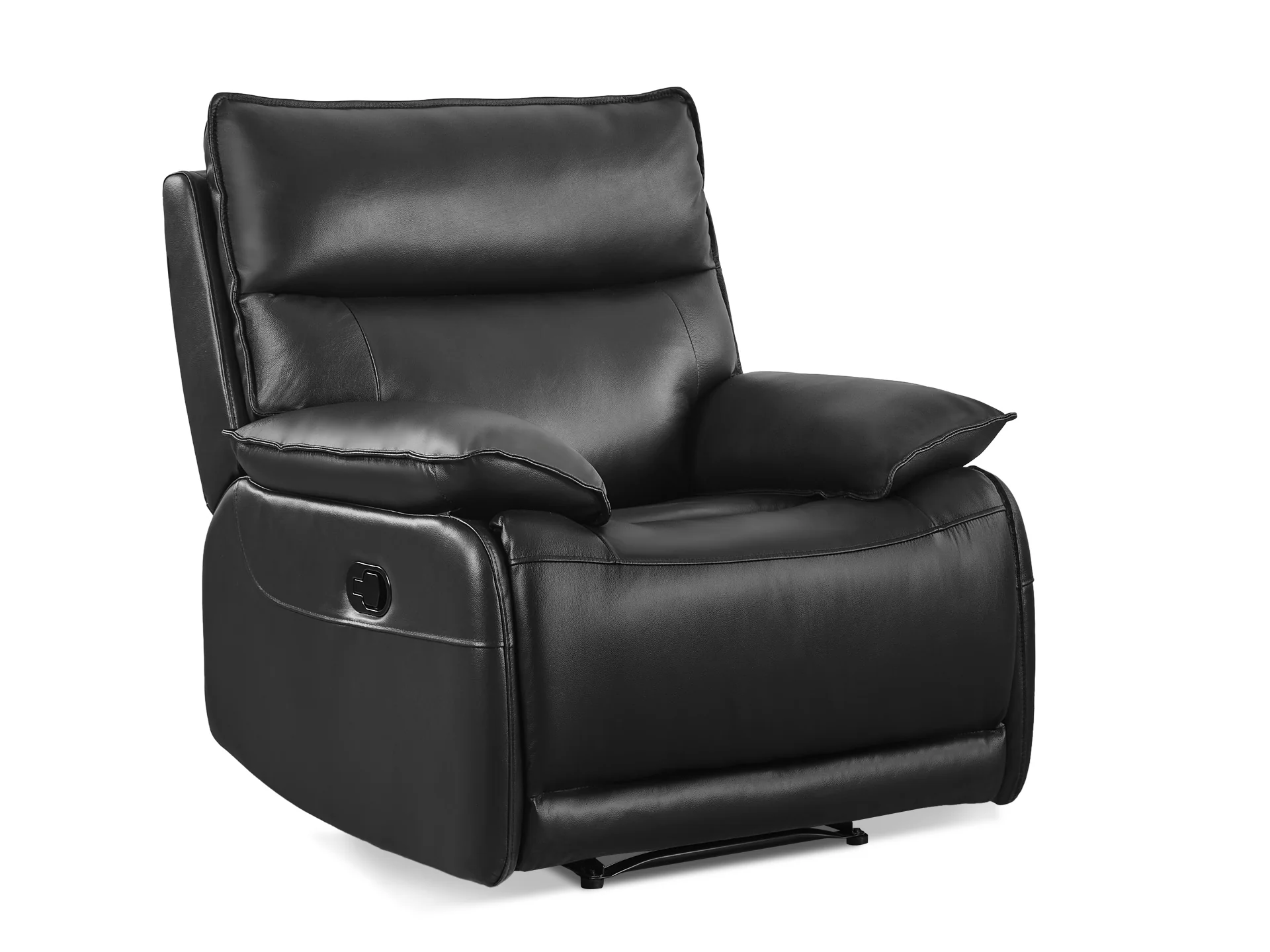 Poroti Manual Full Leather Recliner Sofa Set - Black - Image 3