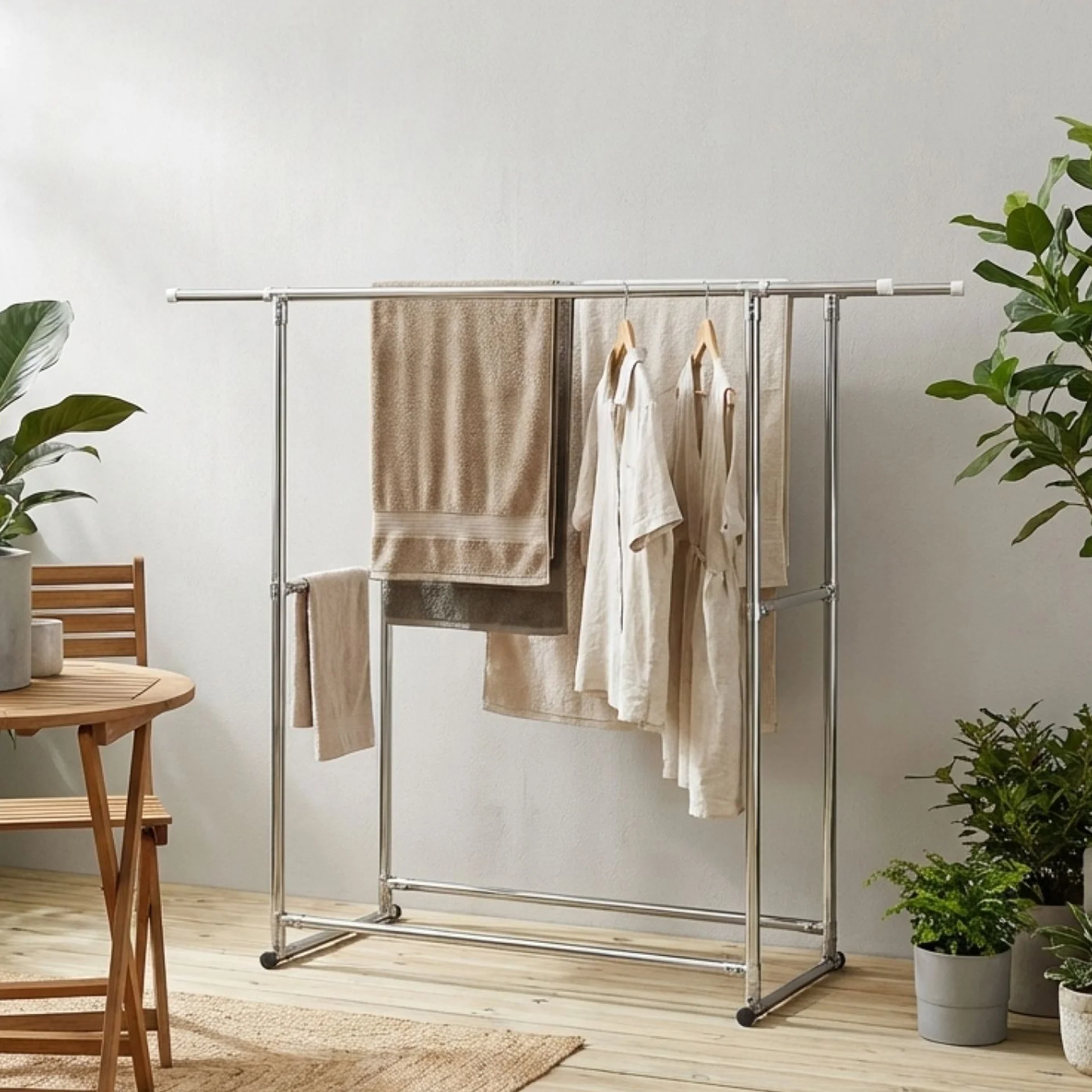 Portable Adjustable Clothes Rack - Double - Image 2