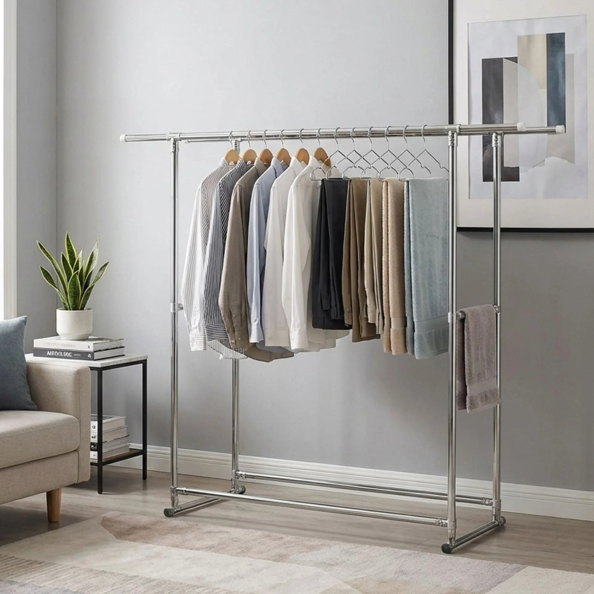 Portable Adjustable Clothes Rack - Double - Image 4