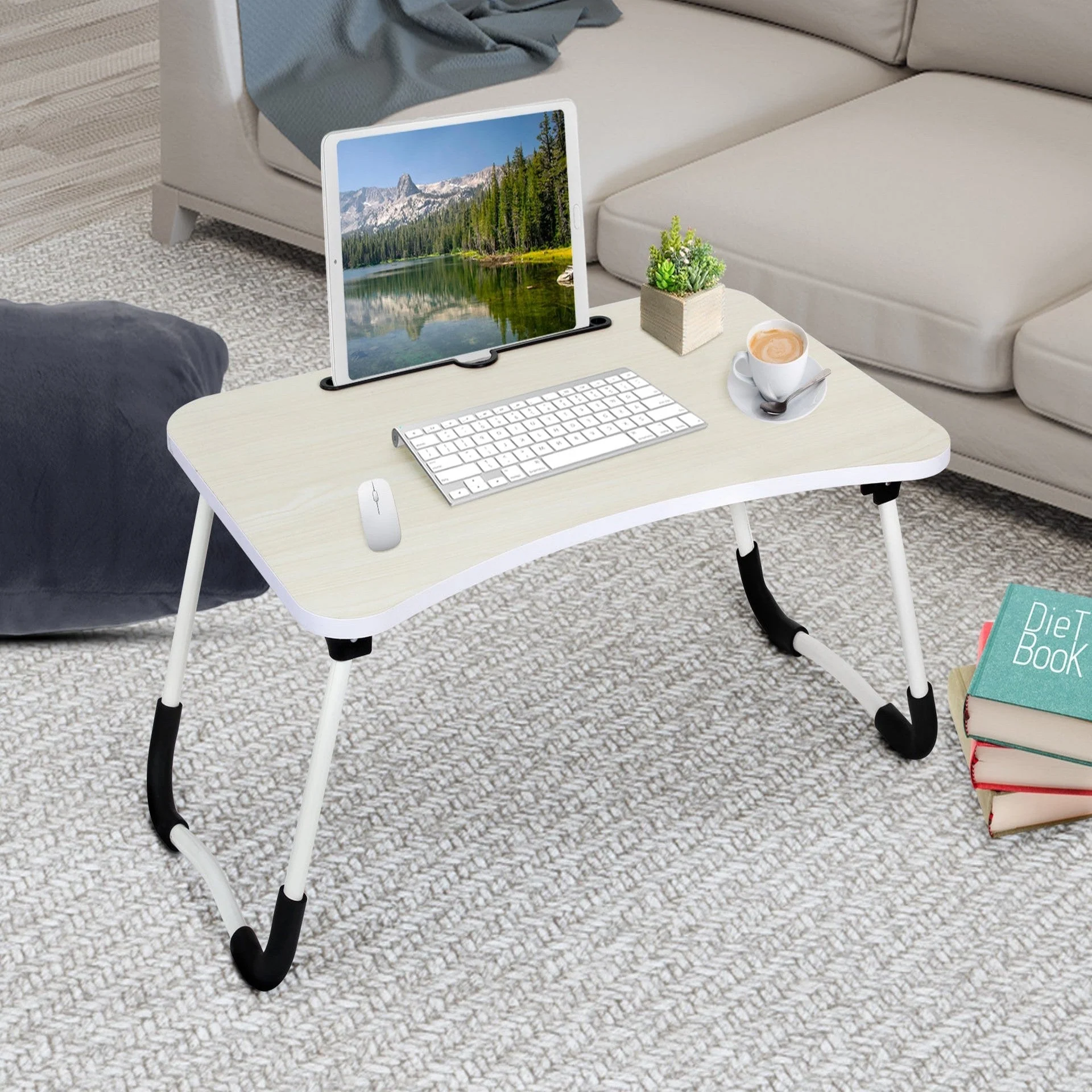 Portable Anti-Slip Laptop Desk Laptop Tray Table - White - Image 5
