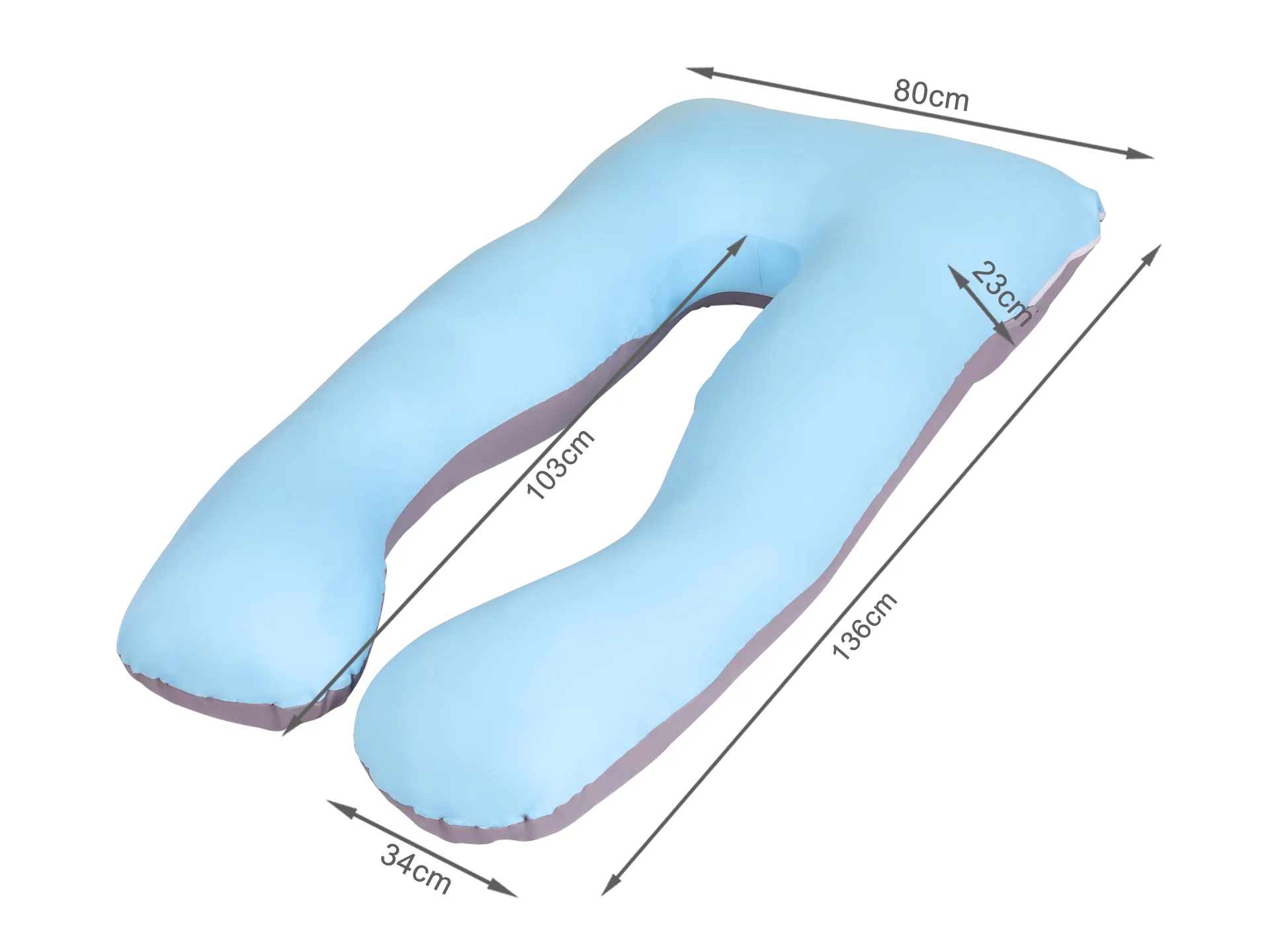 Pregnancy Maternity U-Shape Pillow - Blue + Grey - Image 5