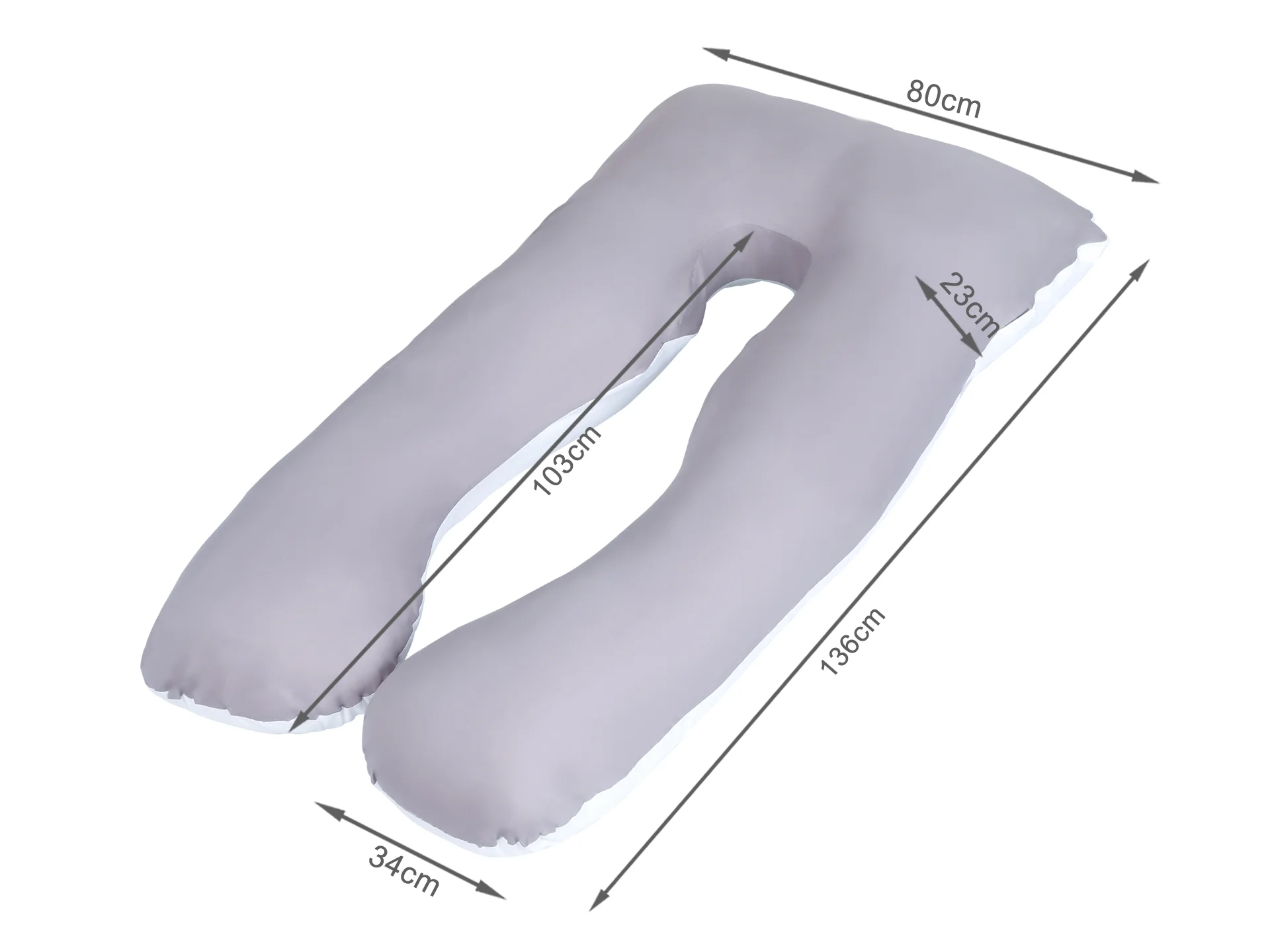Pregnancy Maternity U-Shape Pillow - Grey + White - Image 5