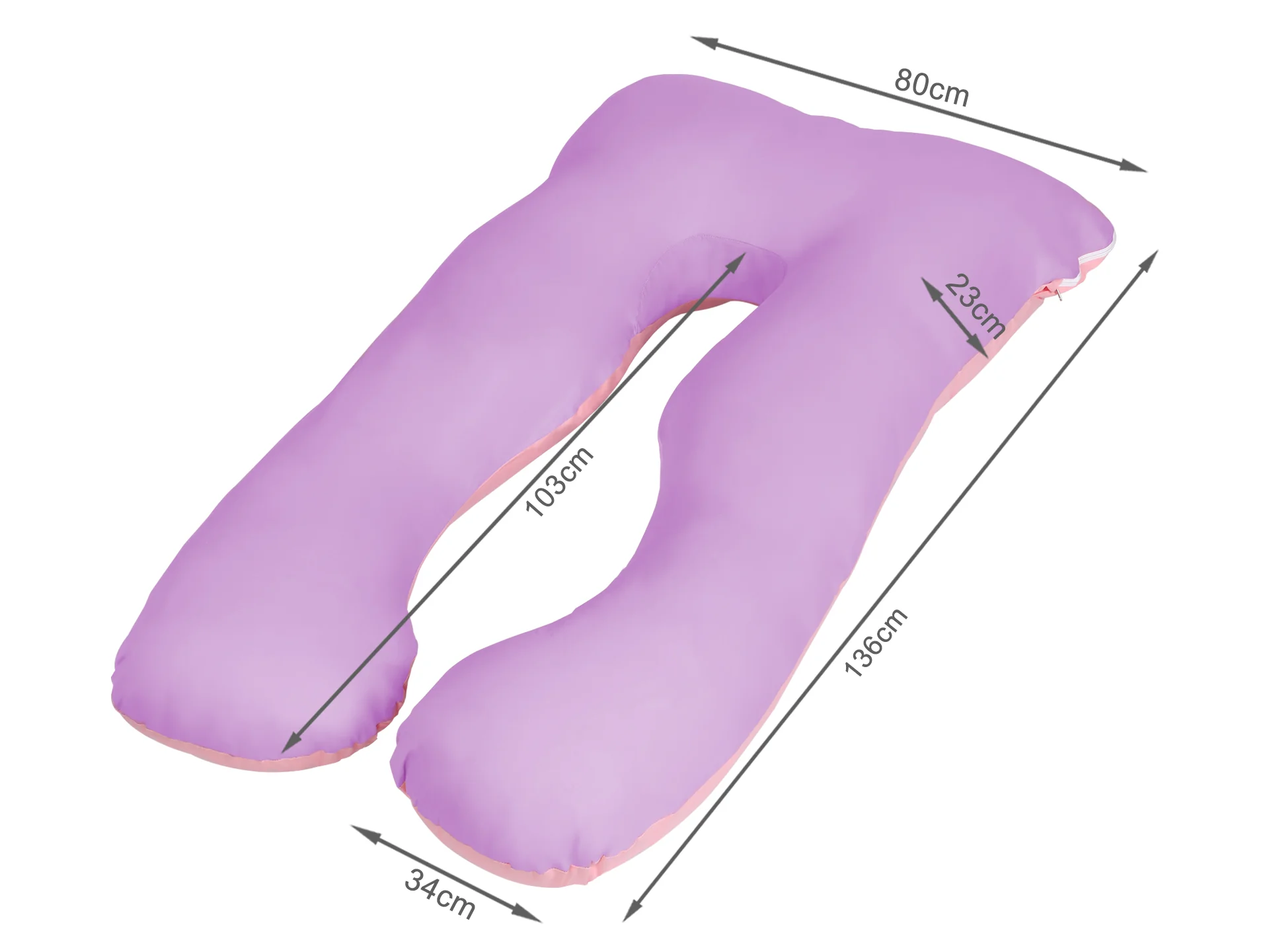 Pregnancy Maternity U-Shape Pillow - Pink + Purple - Image 5