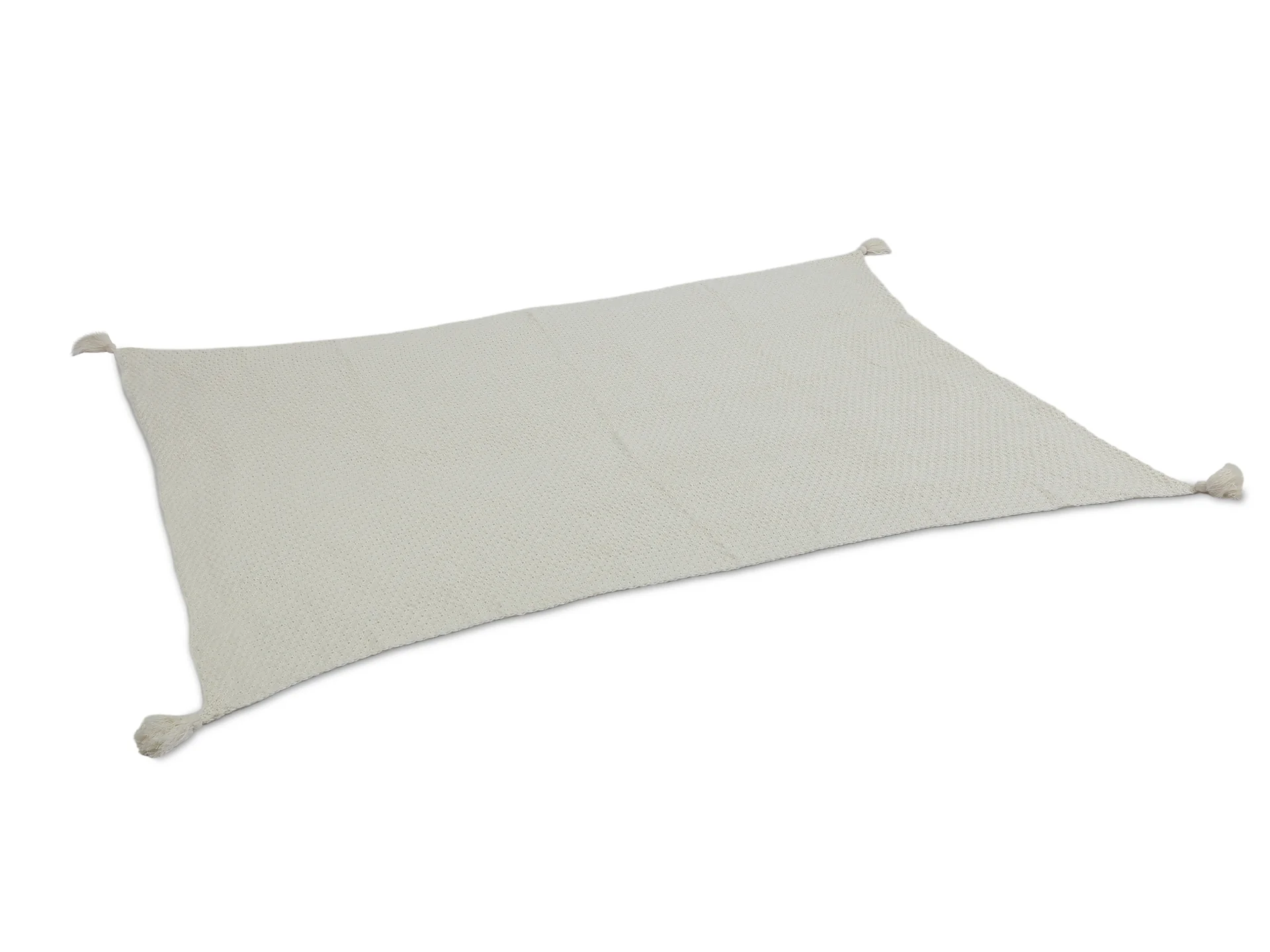 Premium Crochet Throw Blanket Cotton Cream 130x170cm