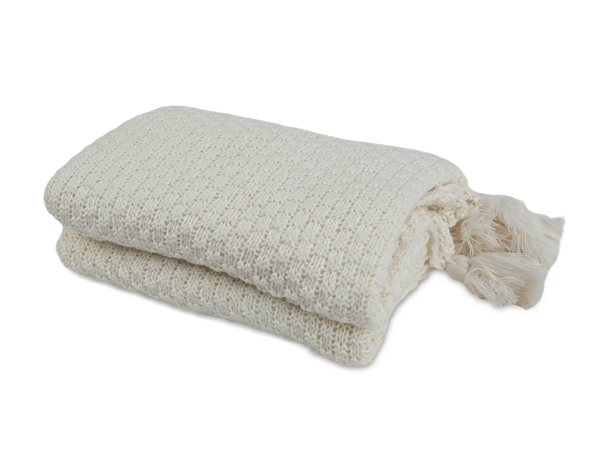 Premium Crochet Throw Blanket Cotton Cream 130x170cm - Image 2