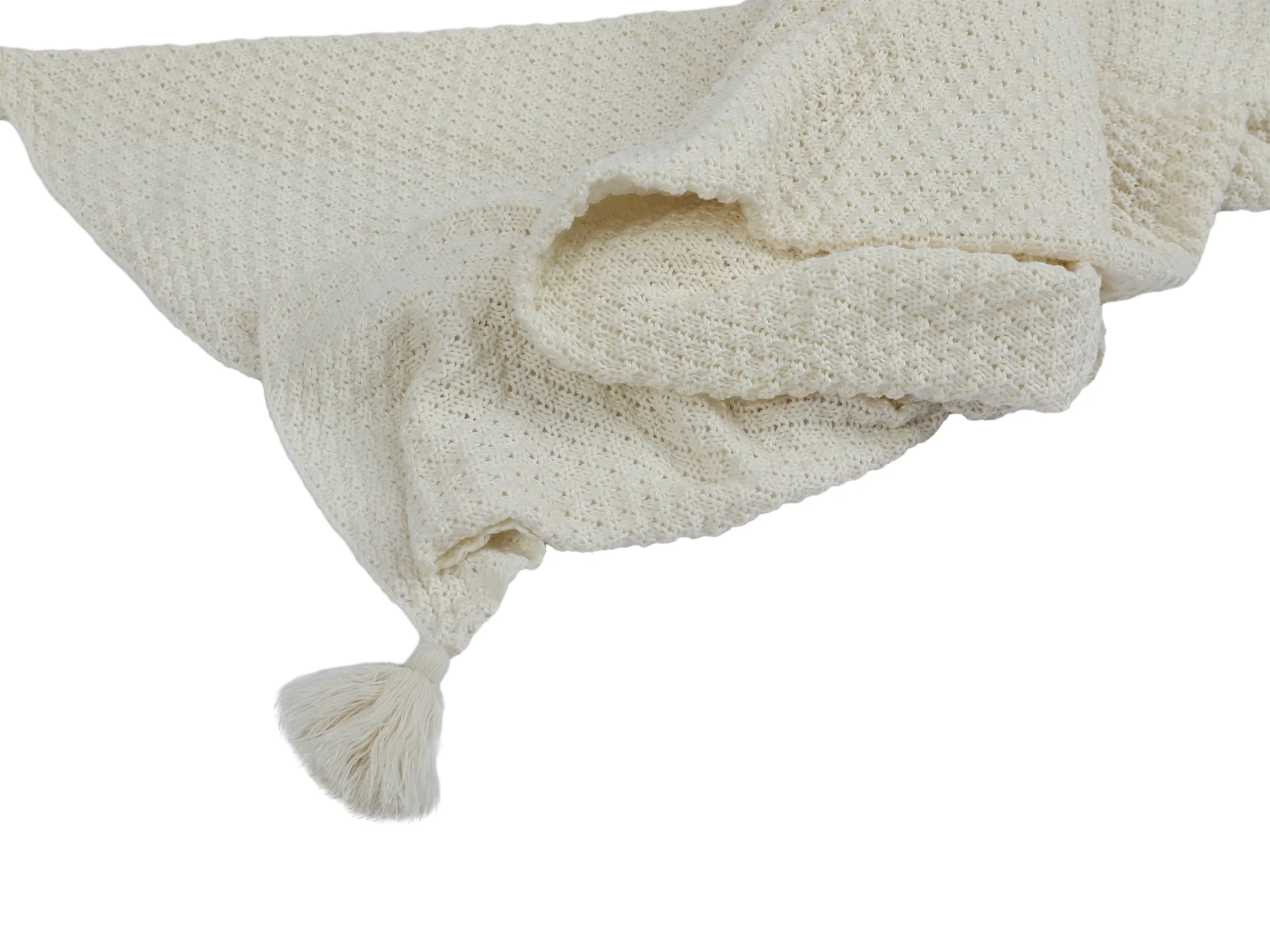 Premium Crochet Throw Blanket Cotton Cream 130x170cm - Image 4