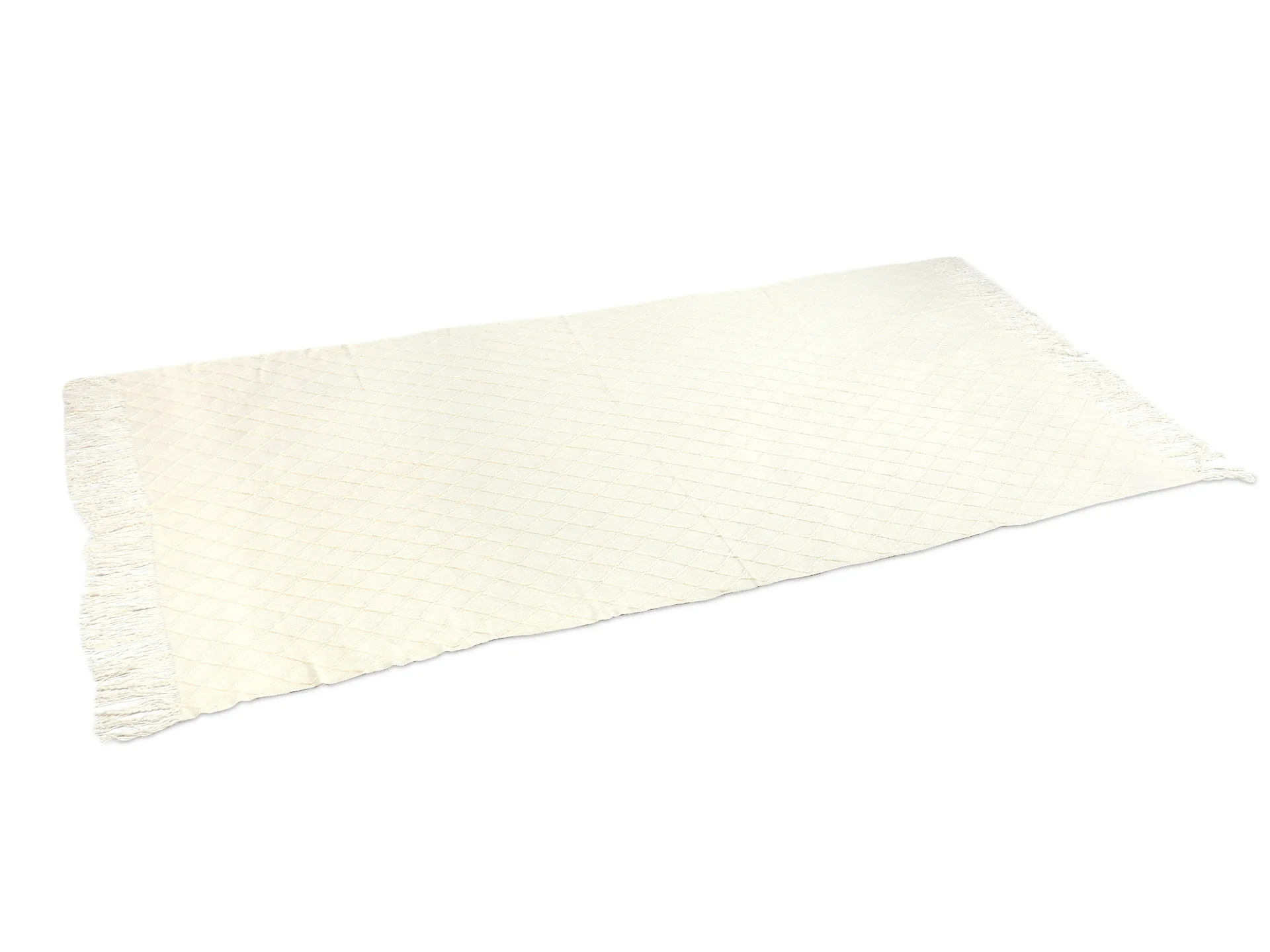 Premium Crochet Throw Blanket Cream 130x260cm