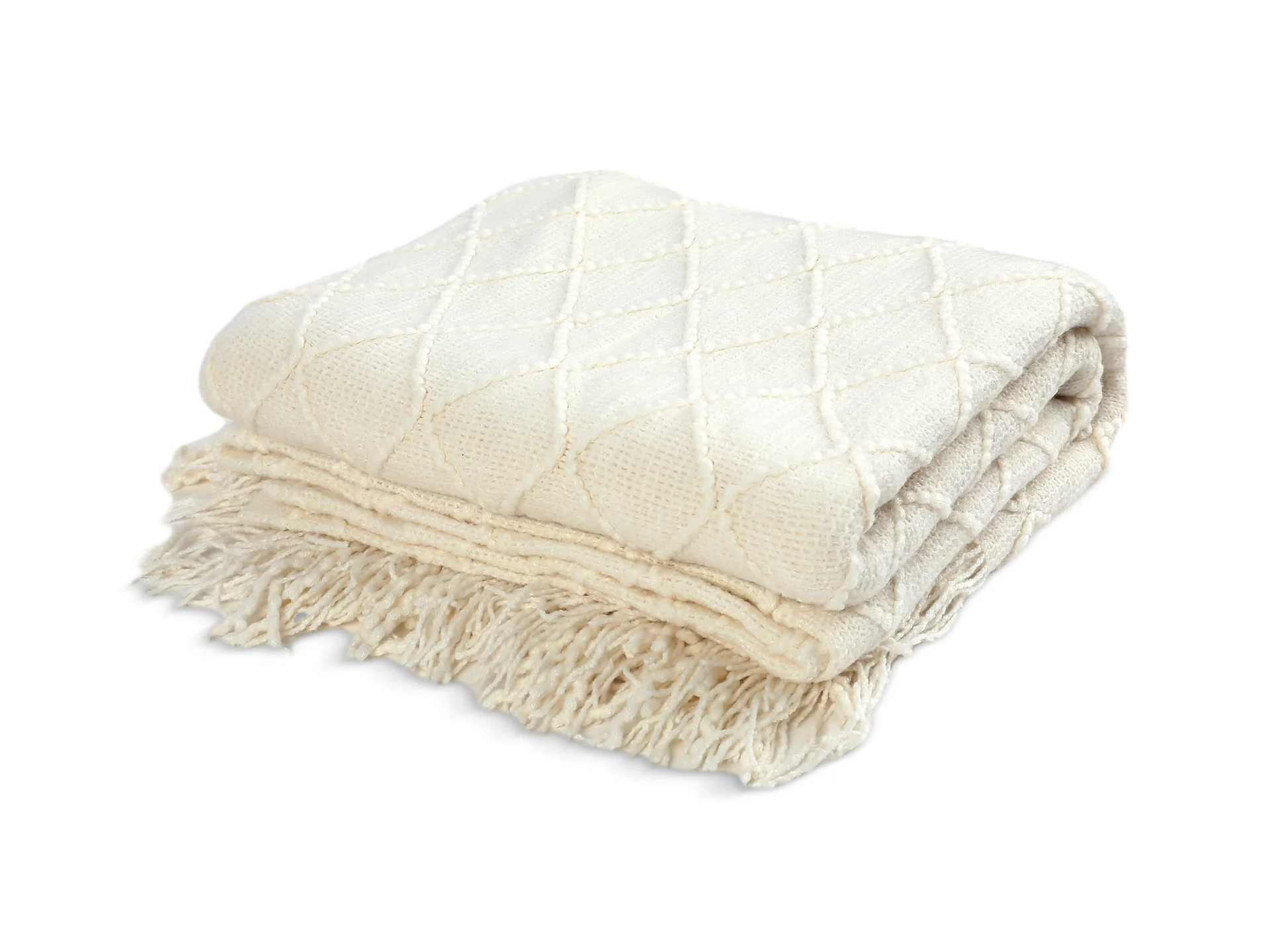Premium Crochet Throw Blanket Cream 130x260cm - Image 2