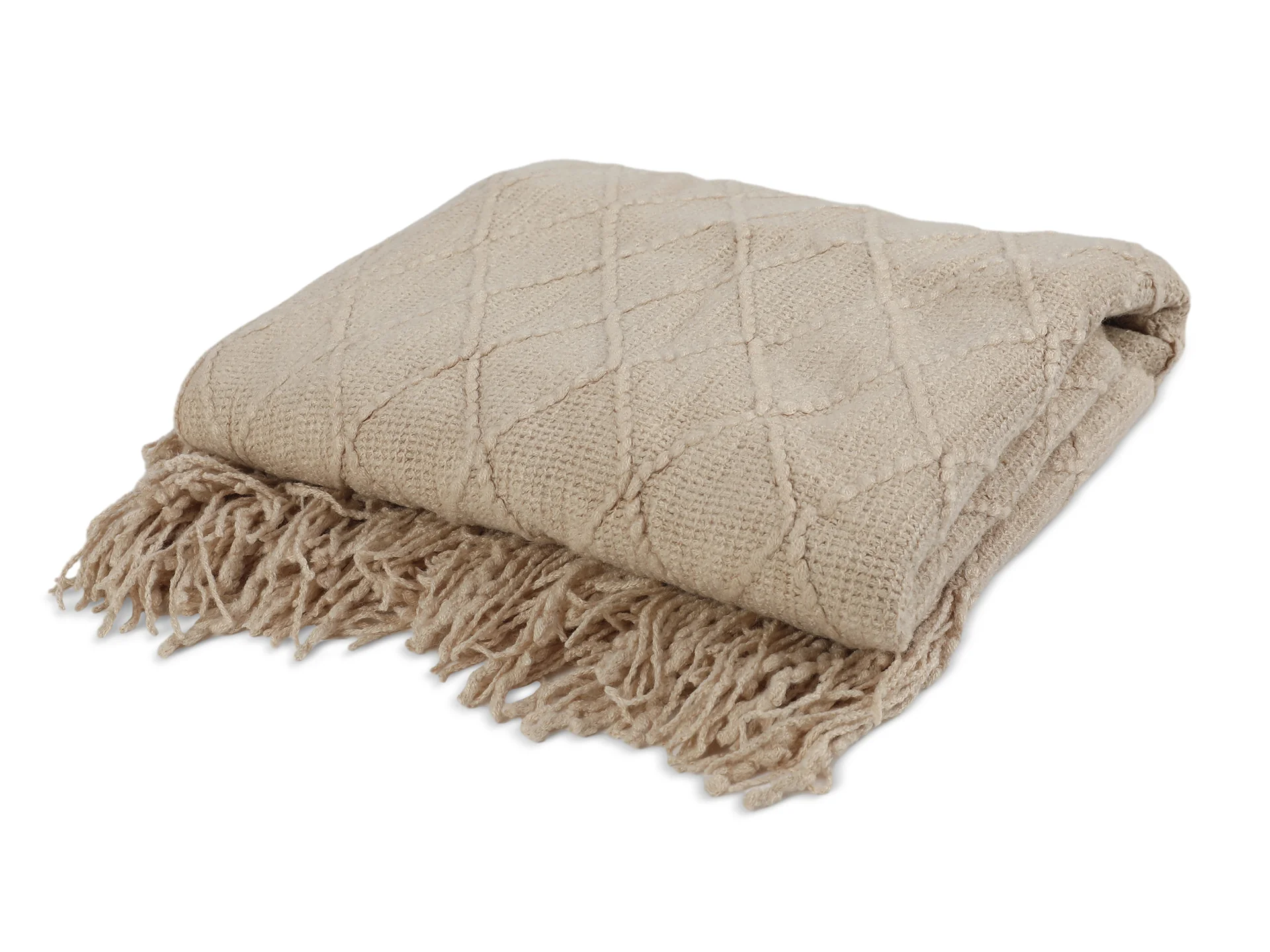Premium Crochet Throw Blanket Khaki 130x170cm - Image 2
