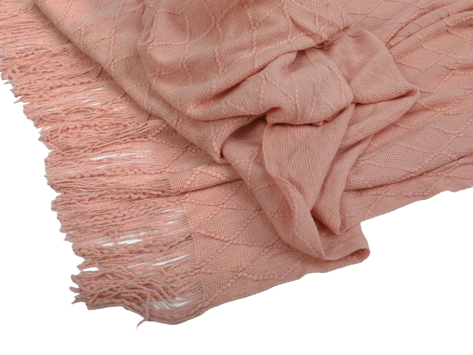 Premium Crochet Throw Blanket Pink 130x260cm - Image 5